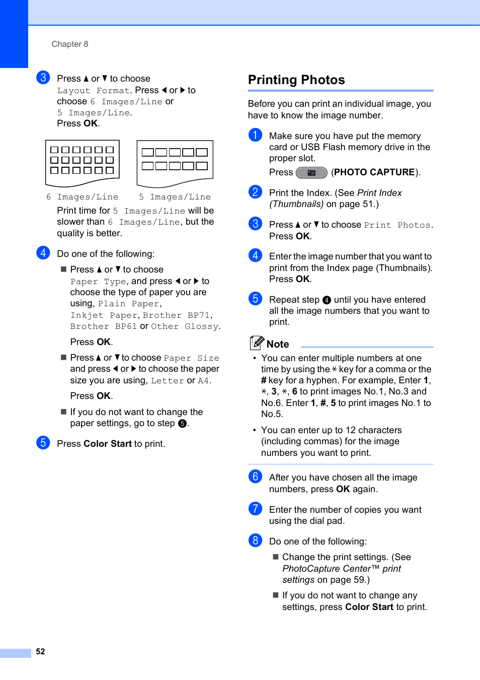 Printing photos | Brother VERSION 0 MFC-J6510DW User Manual | Page 58 / 89