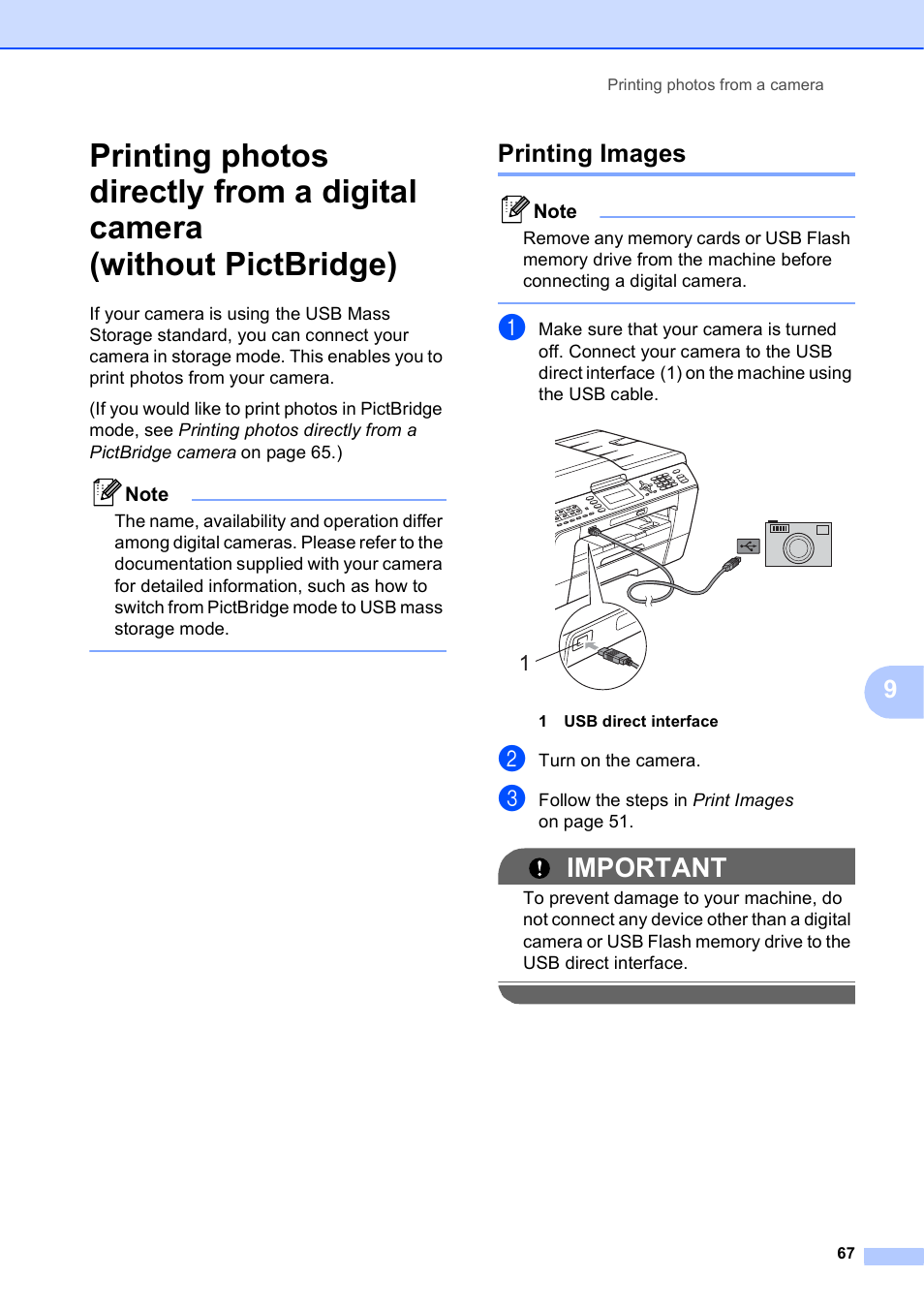 Printing images, Important | Brother VERSION 0 MFC-J6510DW User Manual | Page 73 / 89