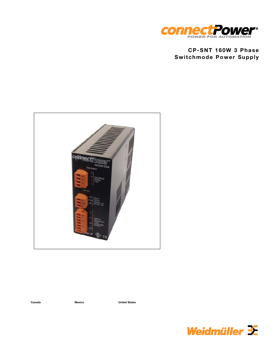 Weidmuller ConnectPower 6.5A Power Supply User Manual | 4 pages