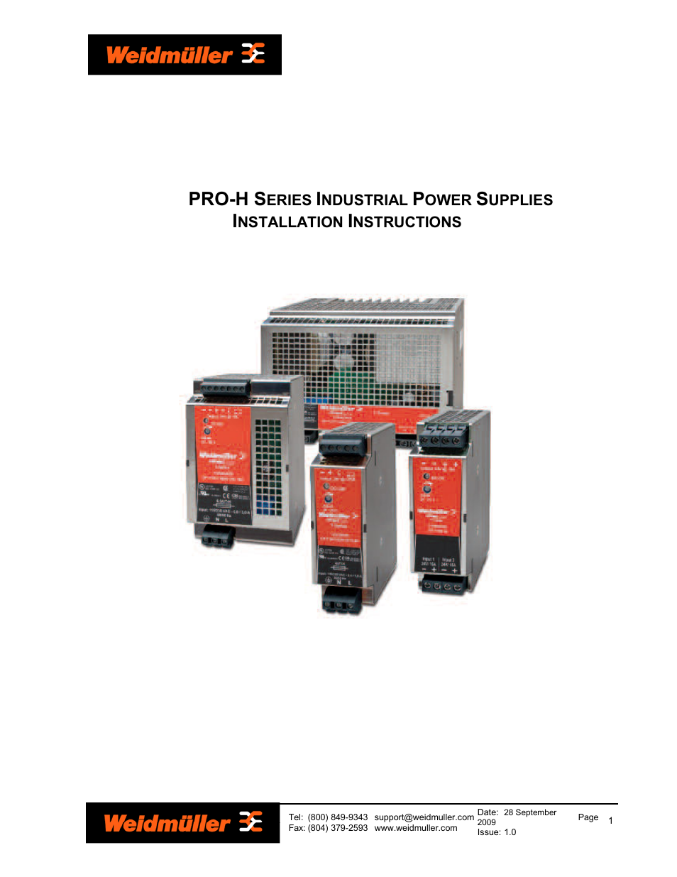 Weidmuller PRO-H Series Power Supplies User Manual | 13 pages