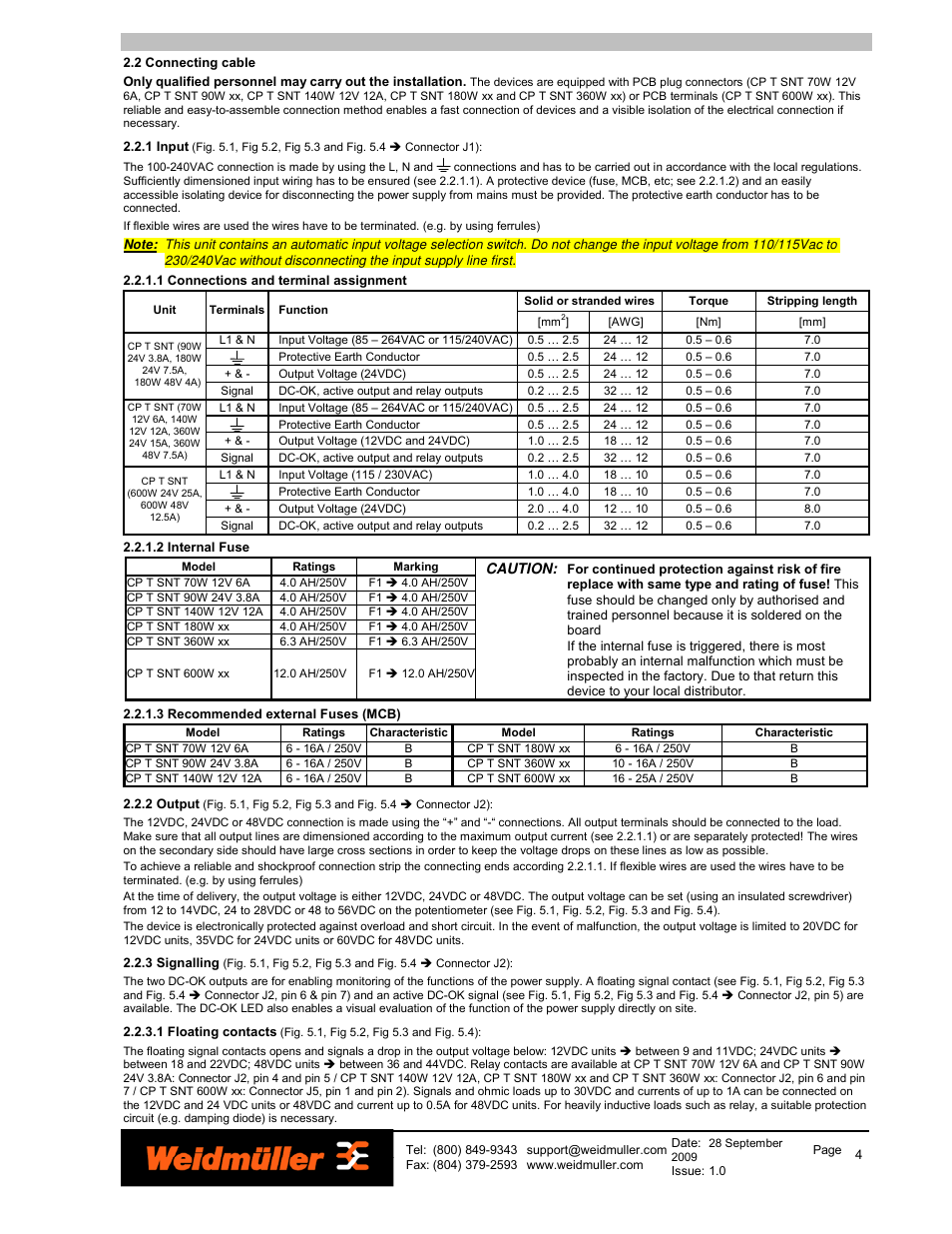 Weidmuller PRO-H Series Power Supplies User Manual | Page 4 / 13