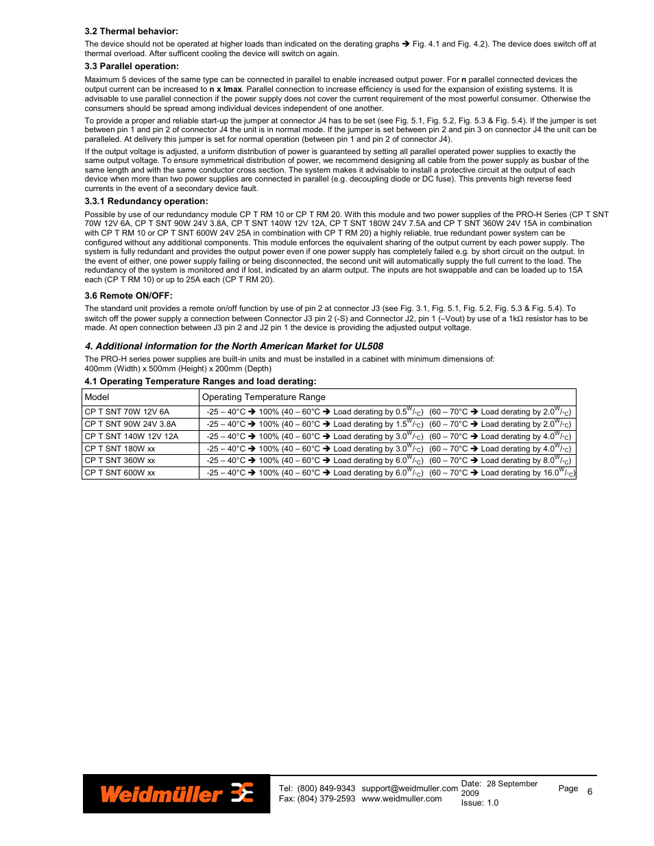 Weidmuller PRO-H Series Power Supplies User Manual | Page 6 / 13