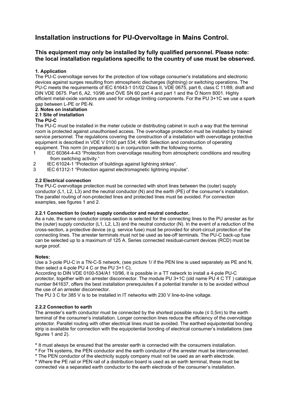 Weidmuller PU-Overvoltage in Mains Control User Manual | 4 pages