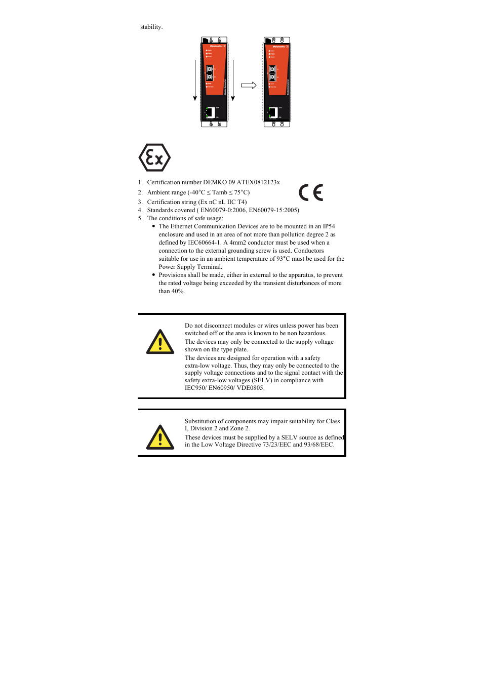 Atex information, Wiring requirements, Ii 3g | Weidmuller IE-MC-VL Series - Industrial Ethernet Media Converters User Manual | Page 6 / 14