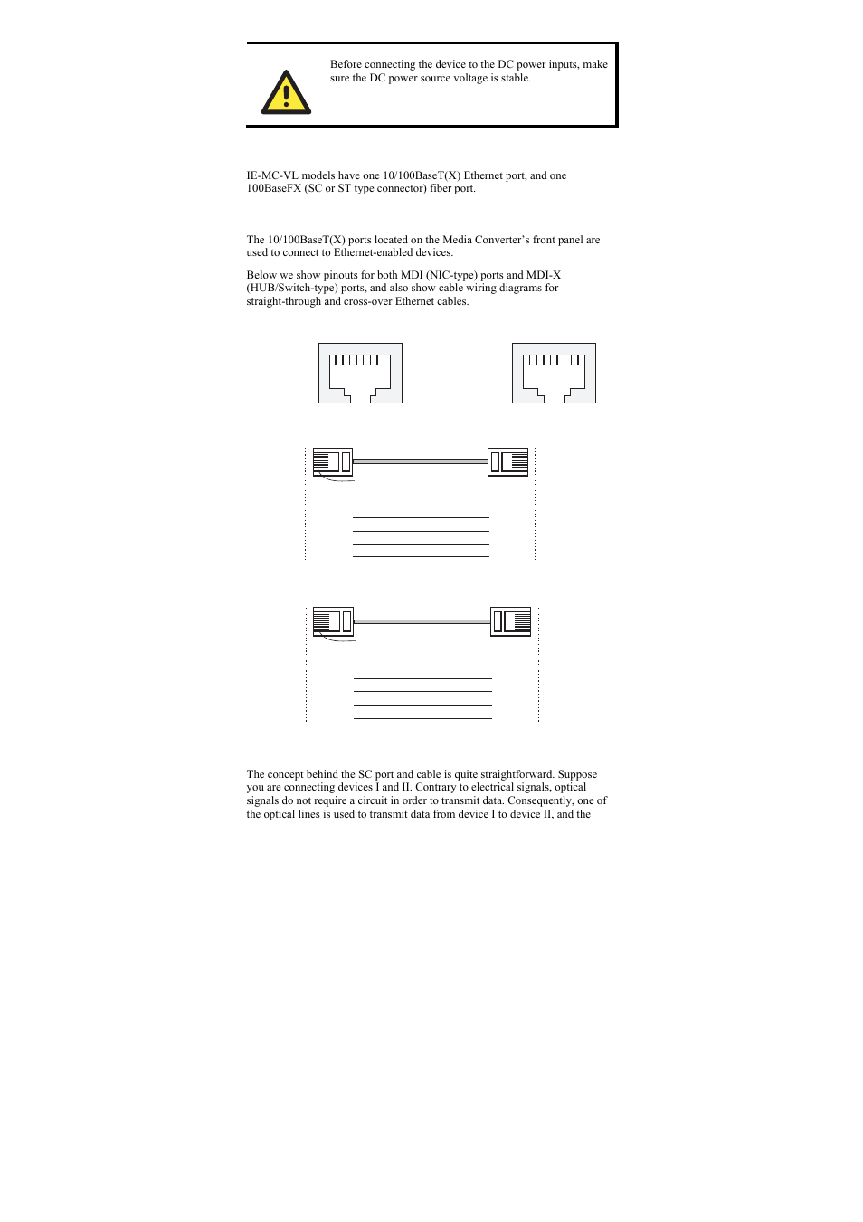 Communication connections, 10/100baset(x) ethernet port connection, 100basefx ethernet port connection | Weidmuller IE-MC-VL Series - Industrial Ethernet Media Converters User Manual | Page 9 / 14