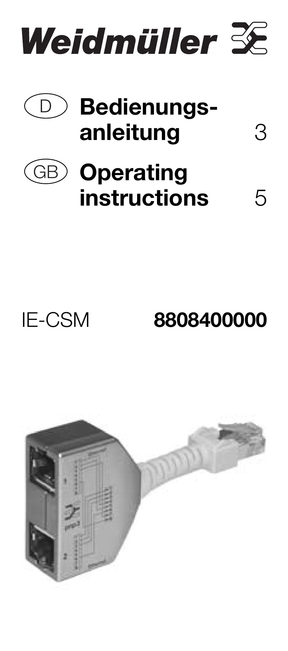 Weidmuller IE-CSM Cable Sharing Module User Manual | 6 pages