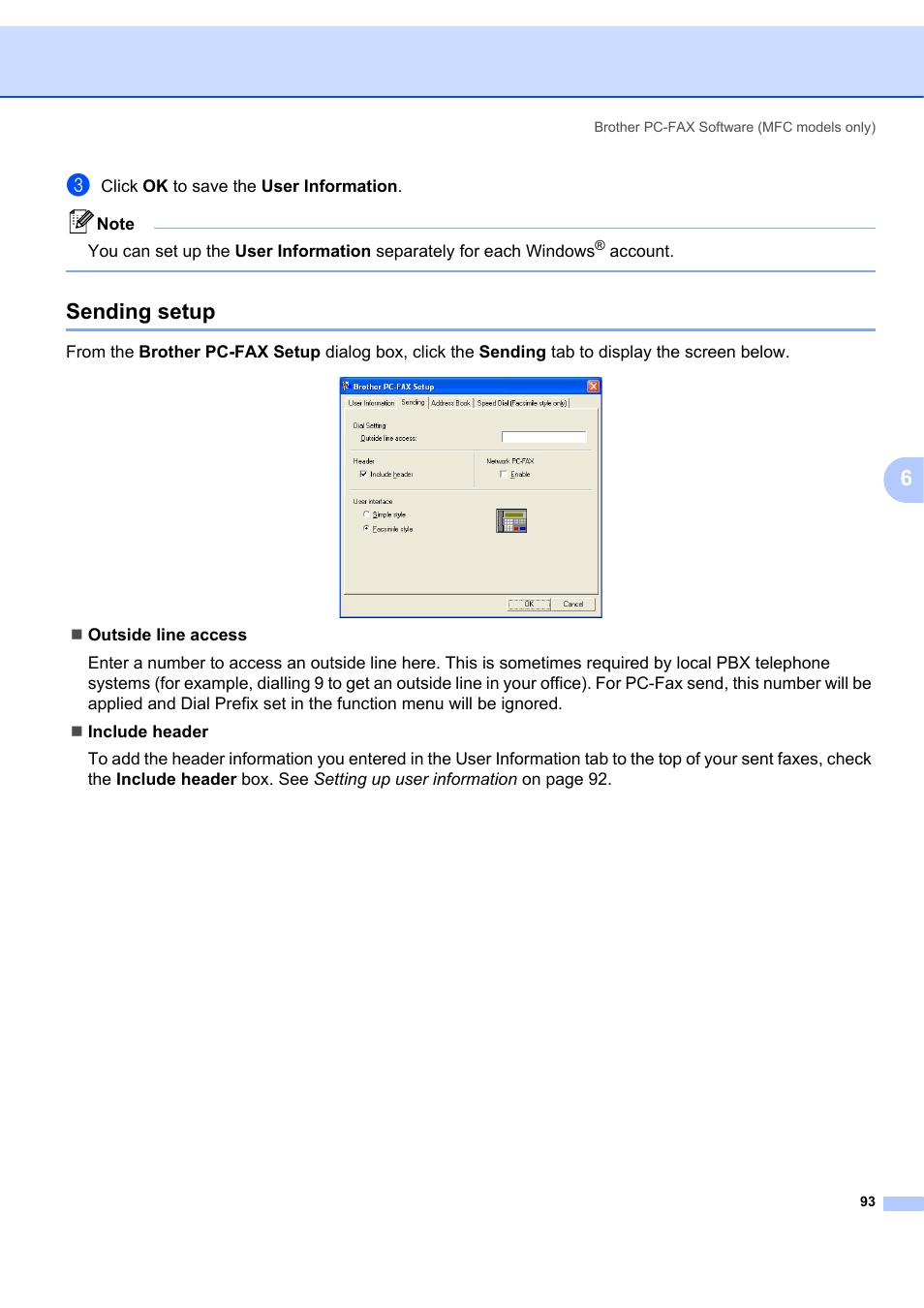 Sending setup | Brother MFC-7340 User Manual | Page 100 / 199