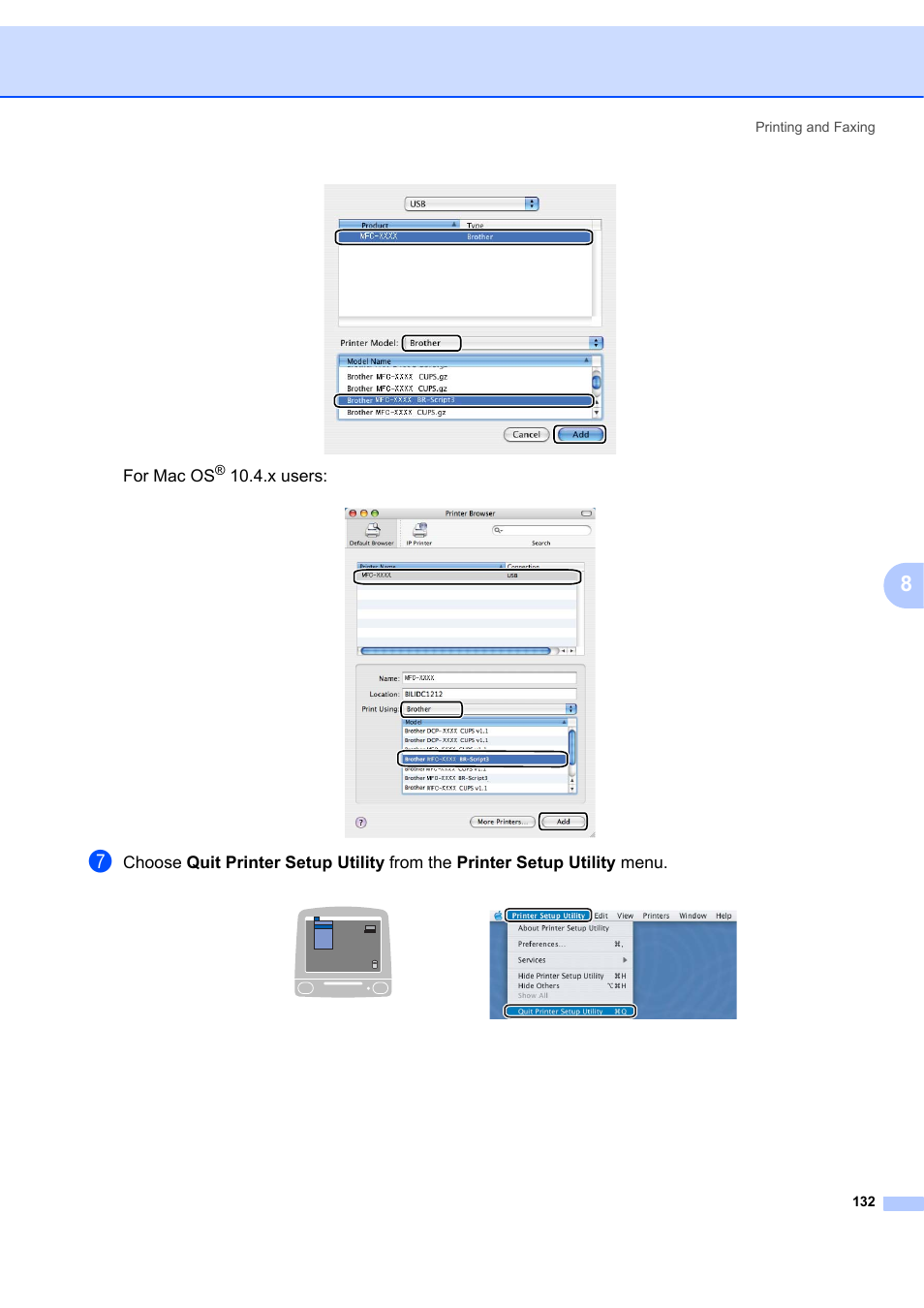 For mac os, X users | Brother MFC-7340 User Manual | Page 139 / 199
