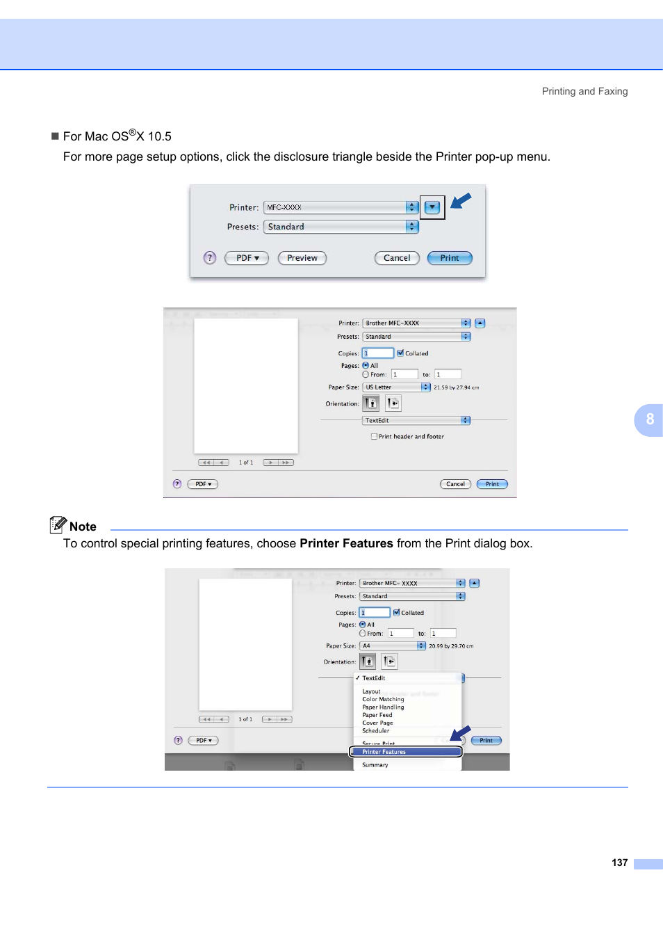 For mac os | Brother MFC-7340 User Manual | Page 144 / 199