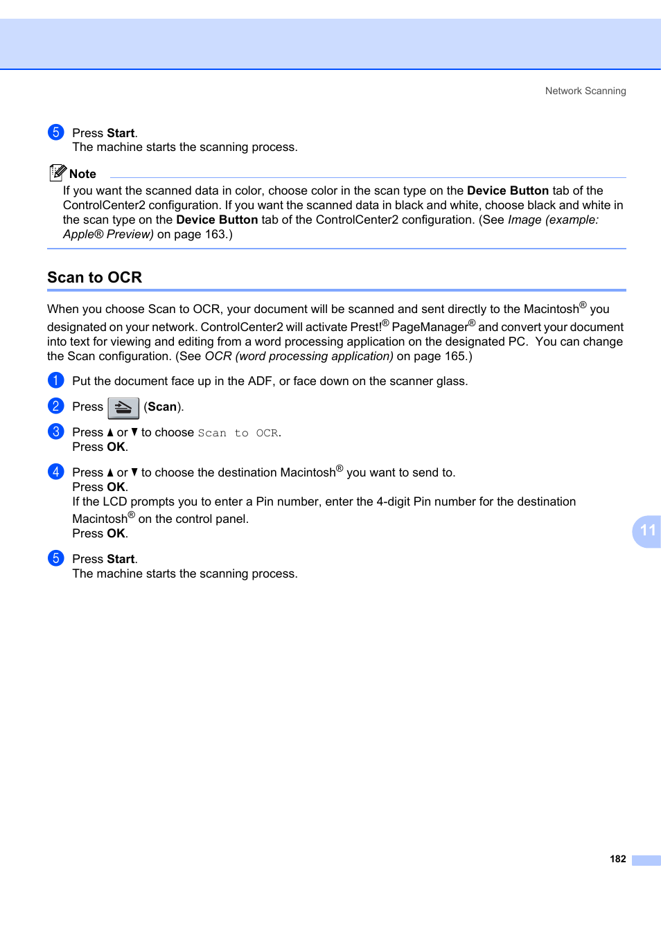 Scan to ocr | Brother MFC-7340 User Manual | Page 189 / 199