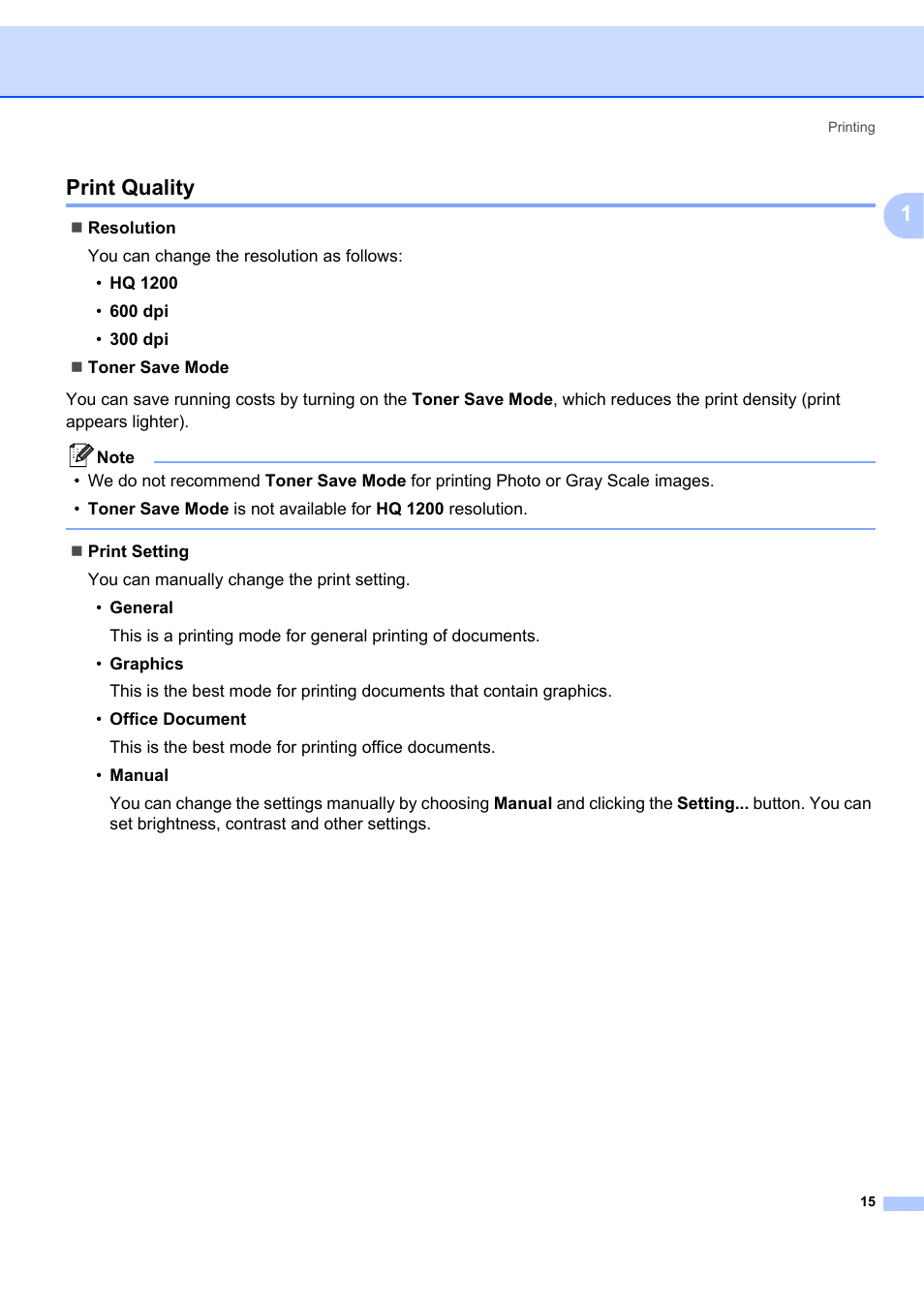 Print quality, 1print quality | Brother MFC-7340 User Manual | Page 22 / 199