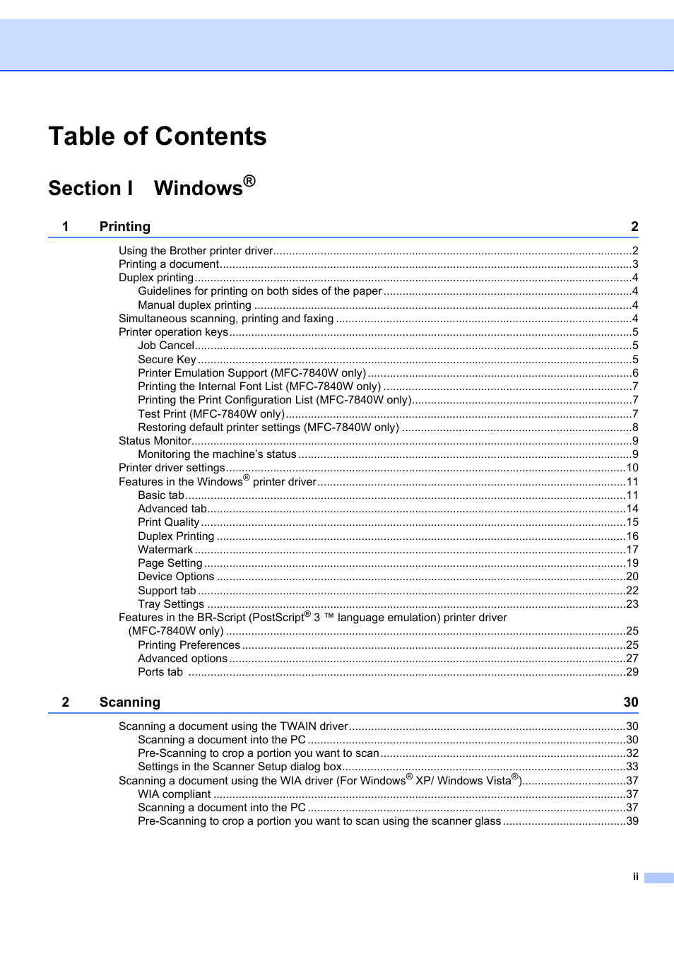 Brother MFC-7340 User Manual | Page 3 / 199