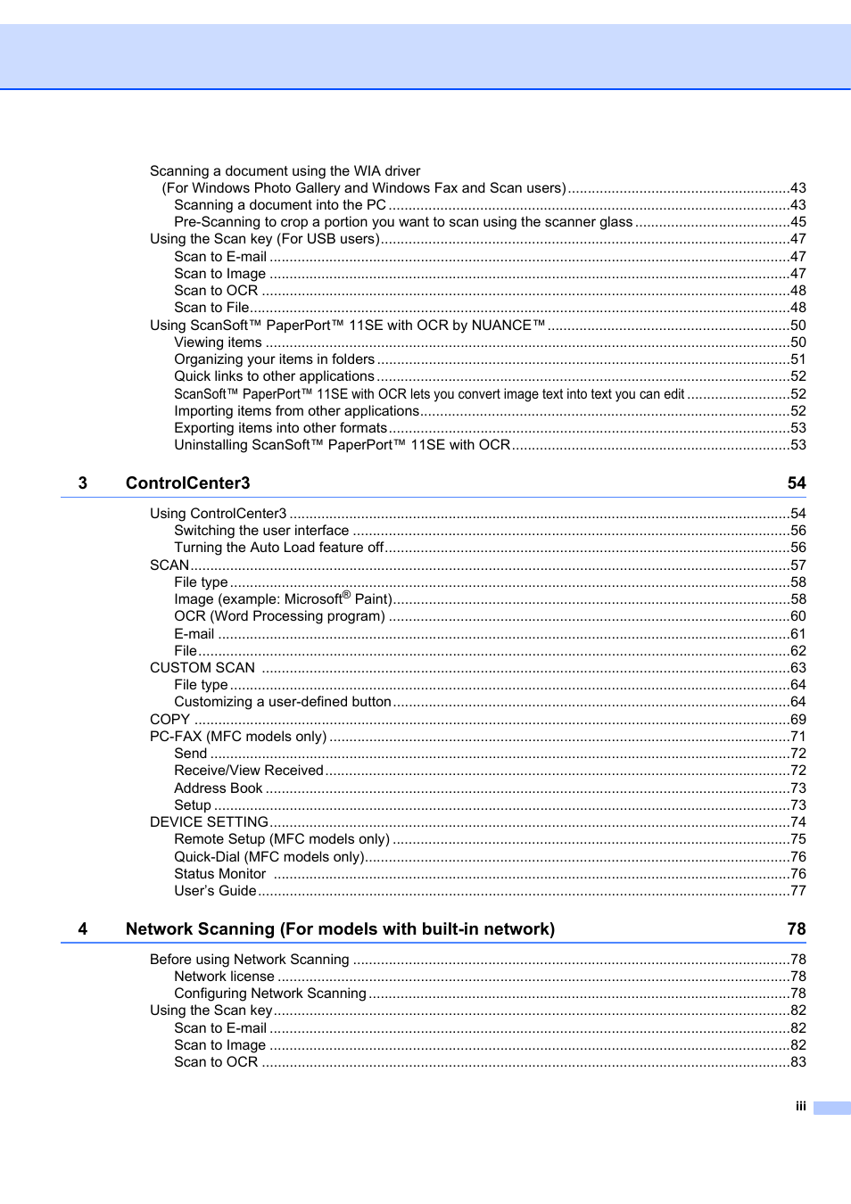 Brother MFC-7340 User Manual | Page 4 / 199