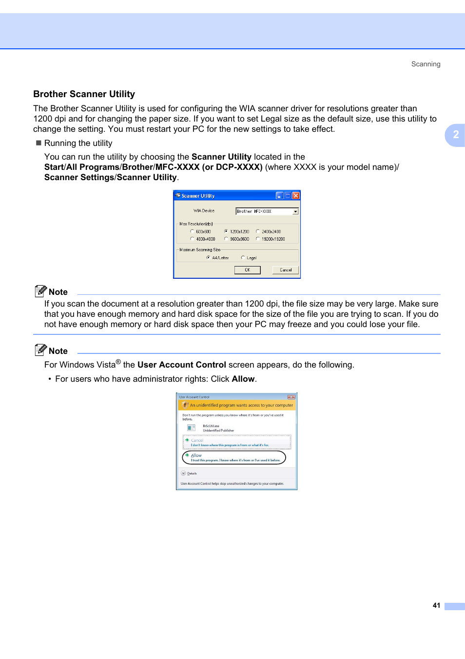 Brother scanner utility | Brother MFC-7340 User Manual | Page 48 / 199