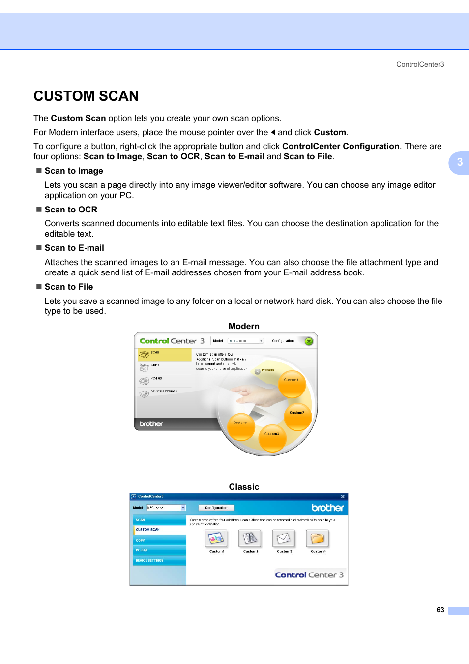 Custom scan | Brother MFC-7340 User Manual | Page 70 / 199