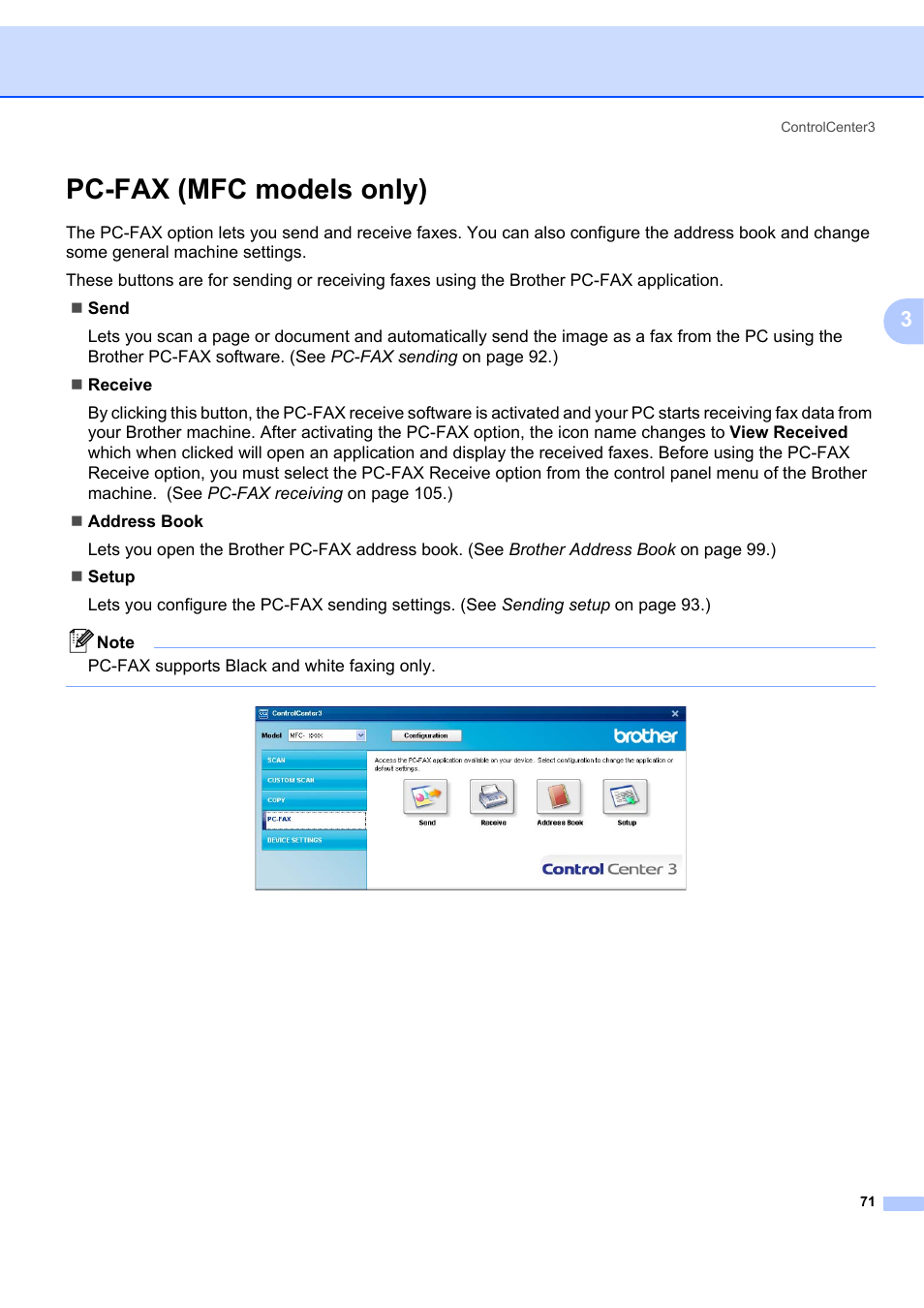 Pc-fax (mfc models only) | Brother MFC-7340 User Manual | Page 78 / 199