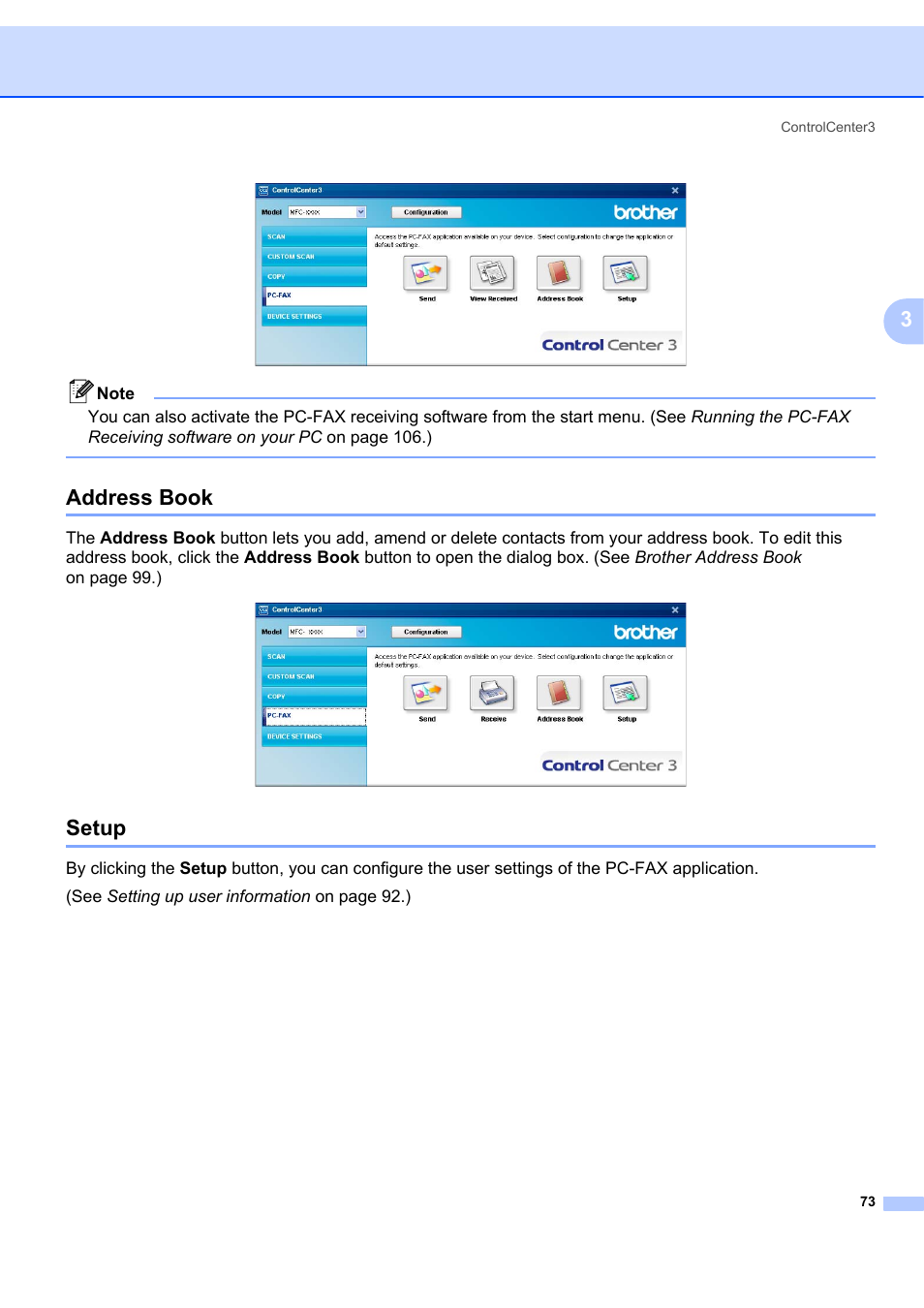 Address book, Setup, Address book setup | Brother MFC-7340 User Manual | Page 80 / 199