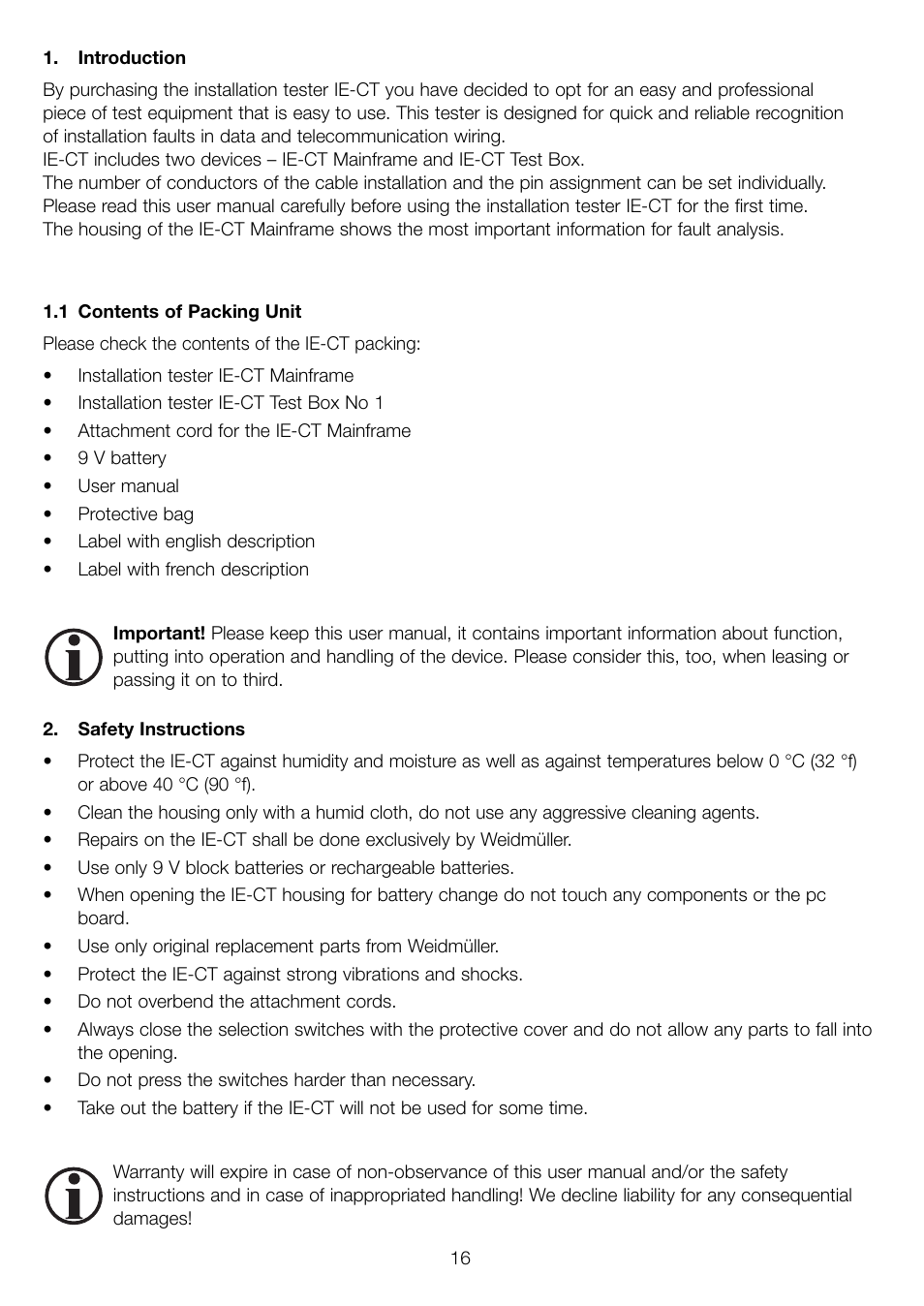 Weidmuller IE-CT Cable and Installation Tester User Manual | Page 4 / 15