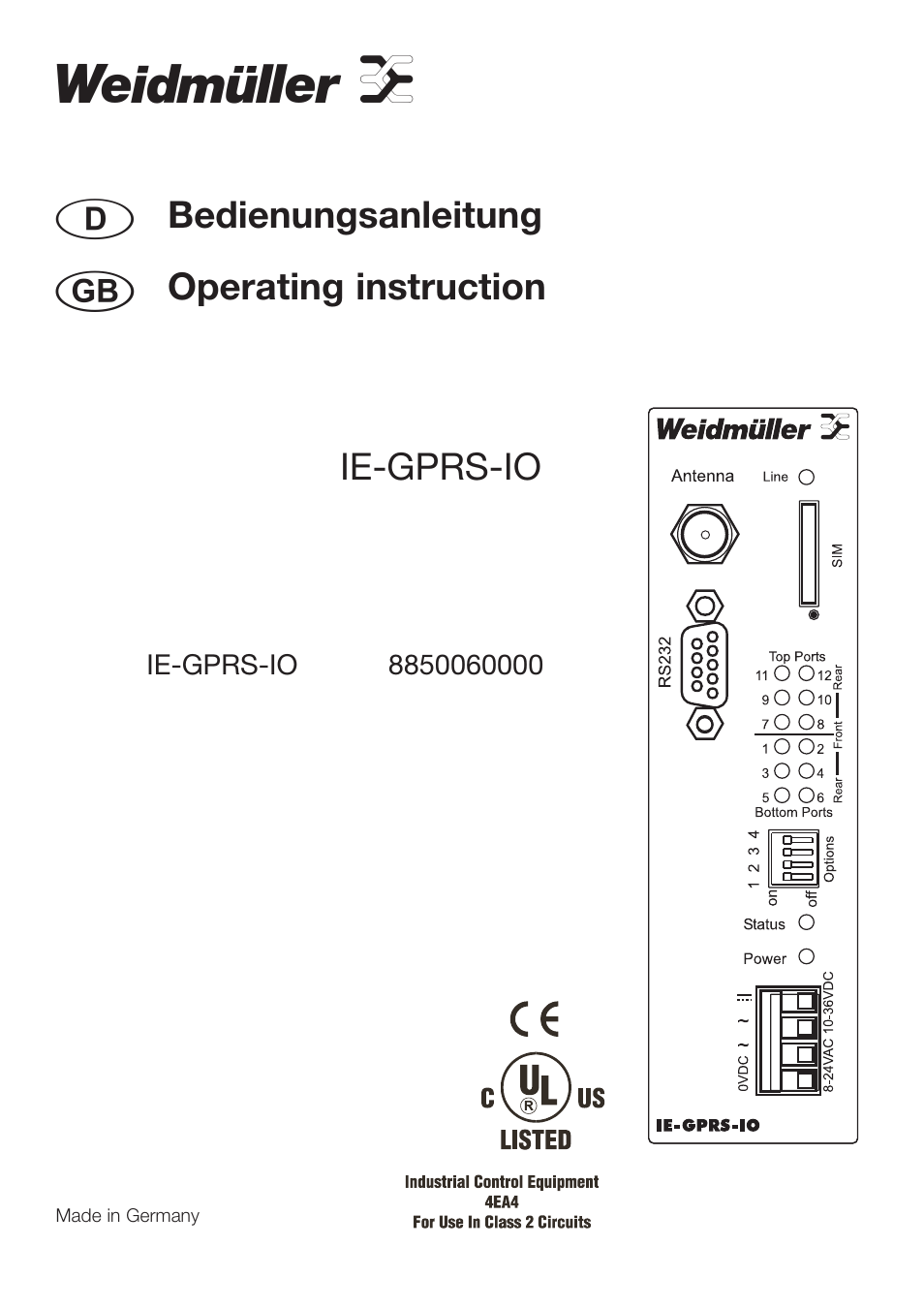 Weidmuller IE-GPRS-I/O User Manual | 11 pages