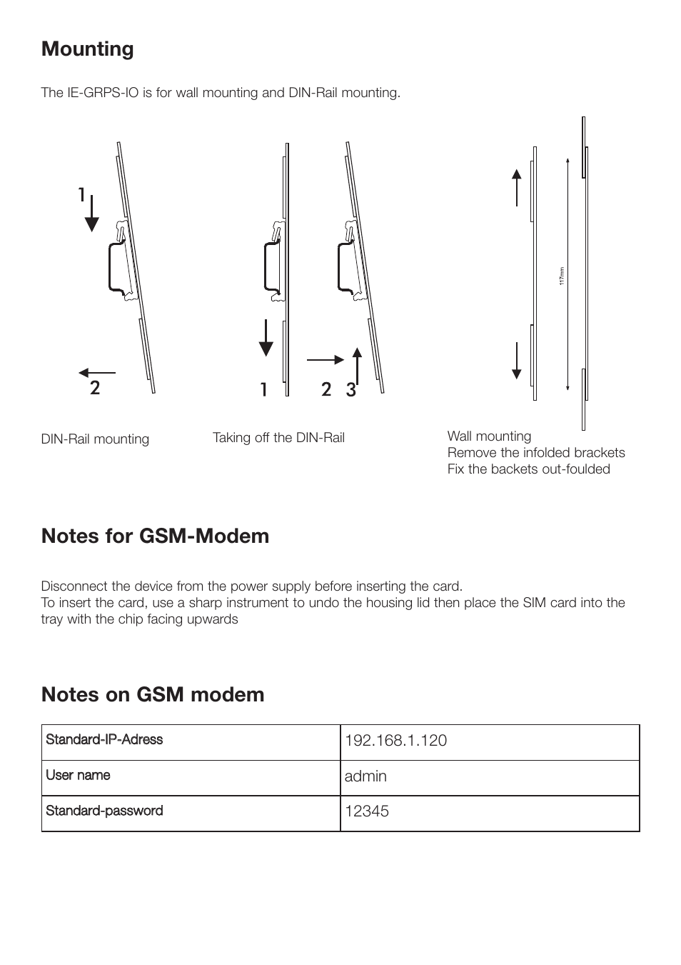 Mounting | Weidmuller IE-GPRS-I/O User Manual | Page 10 / 11