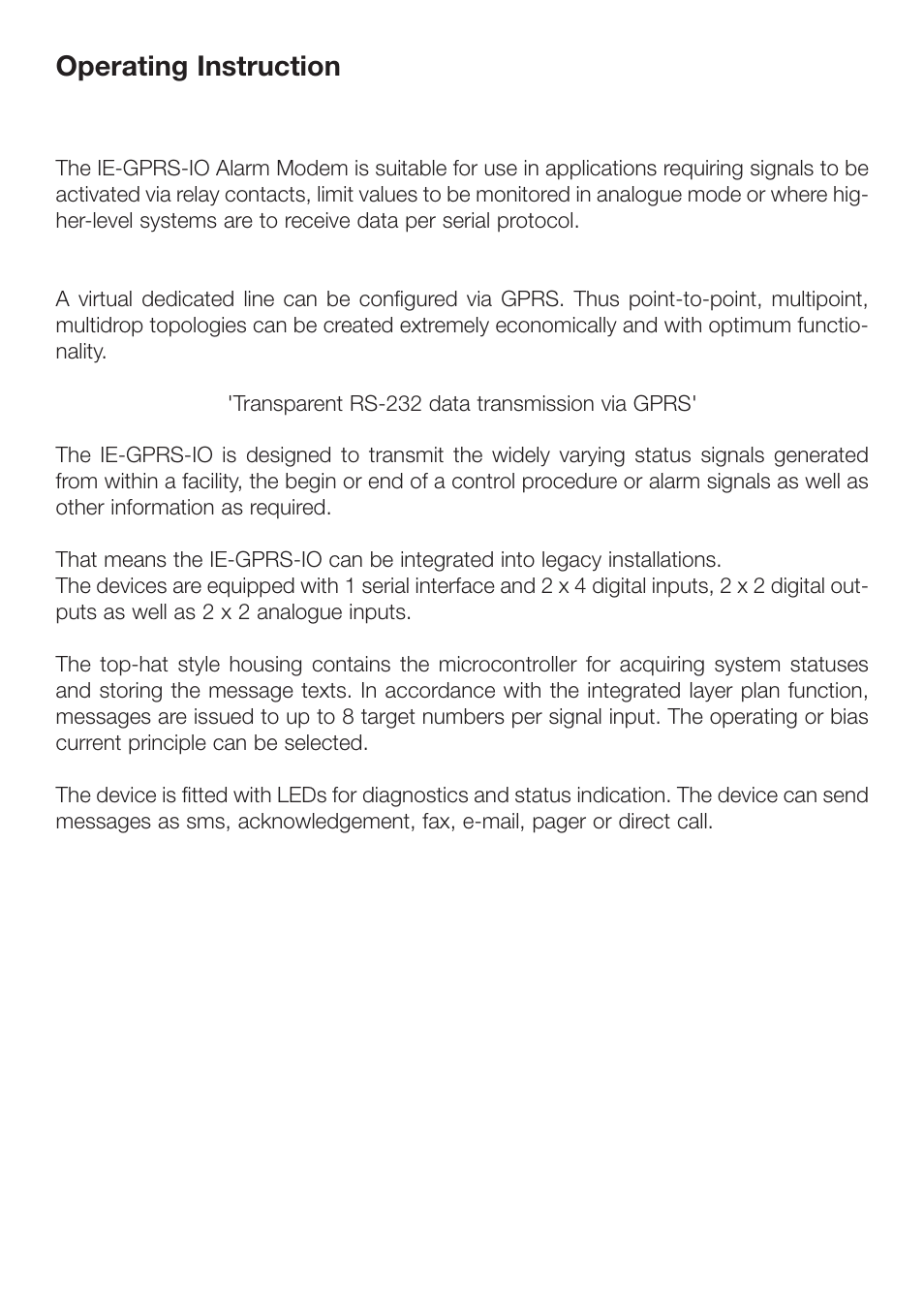 Operating instruction | Weidmuller IE-GPRS-I/O User Manual | Page 2 / 11