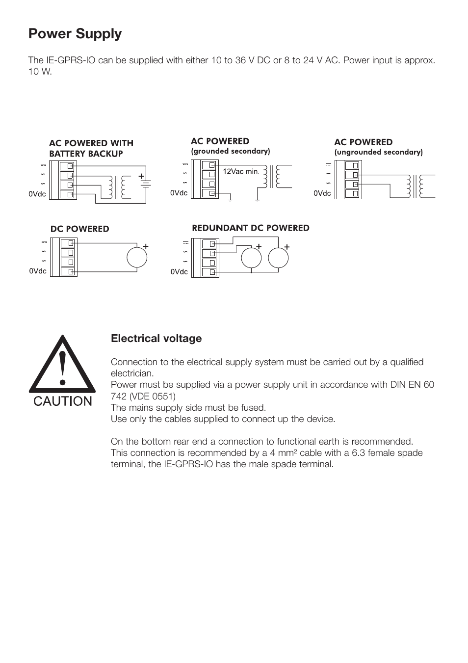 Power supply | Weidmuller IE-GPRS-I/O User Manual | Page 5 / 11
