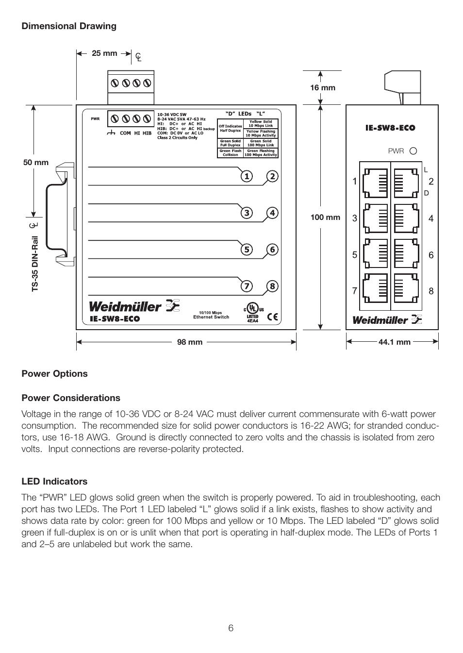 Weidmuller IE-SW8-ECO Mini Switch User Manual | Page 3 / 5