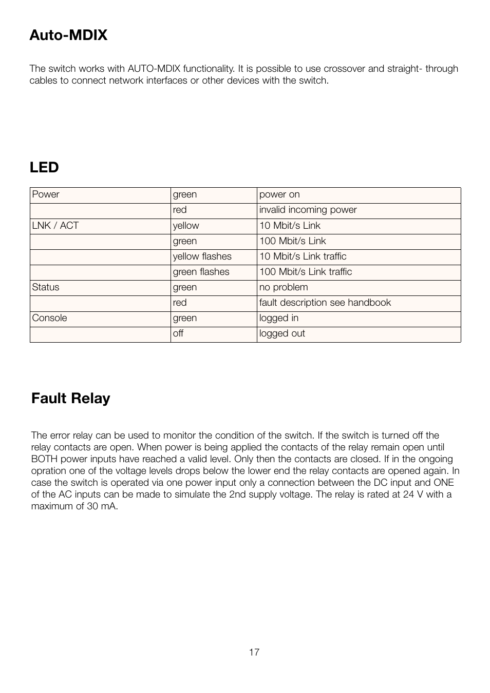 Fault relay, Auto-mdix | Weidmuller IE-SWxx-M Managed Switch User Manual | Page 7 / 10