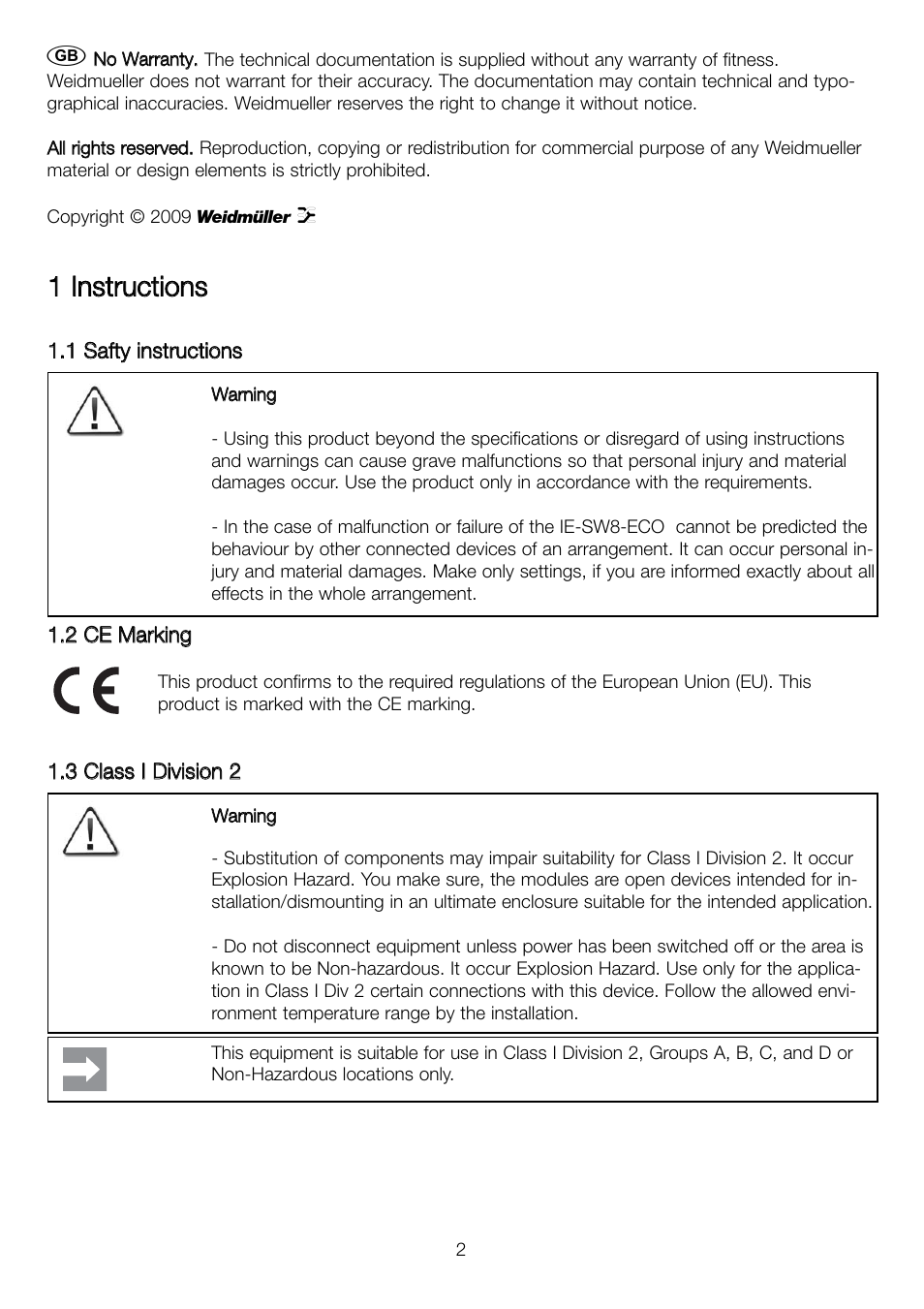 11 iin ns sttrru uc cttiio on ns s | Weidmuller IE-SW8-ECO EcoLine Unmanaged Switch User Manual | Page 2 / 8