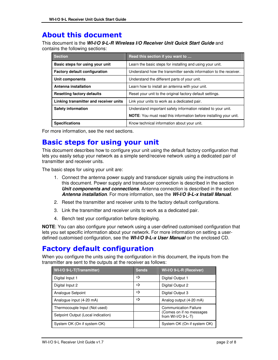 Weidmuller WI-I/O 9-L-R: Wireless I/O Receiver Quick Start Guide v1.7 User Manual | Page 2 / 8