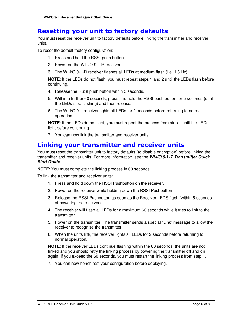 Weidmuller WI-I/O 9-L-R: Wireless I/O Receiver Quick Start Guide v1.7 User Manual | Page 6 / 8