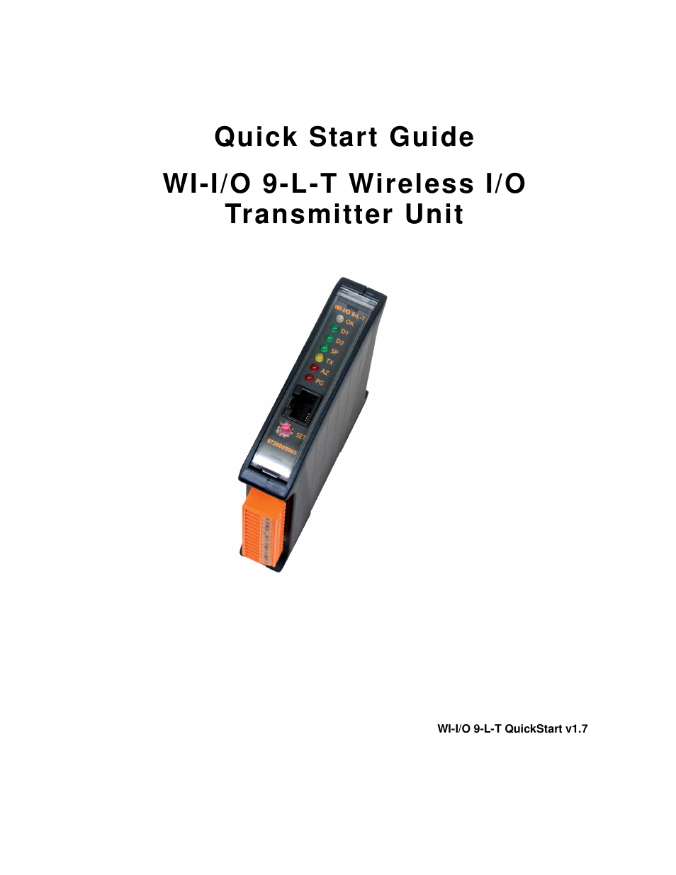 Weidmuller WI-I/O 9-L-T: Wireless I/O Transmitter Quick Start Guide v1.7 User Manual | 8 pages