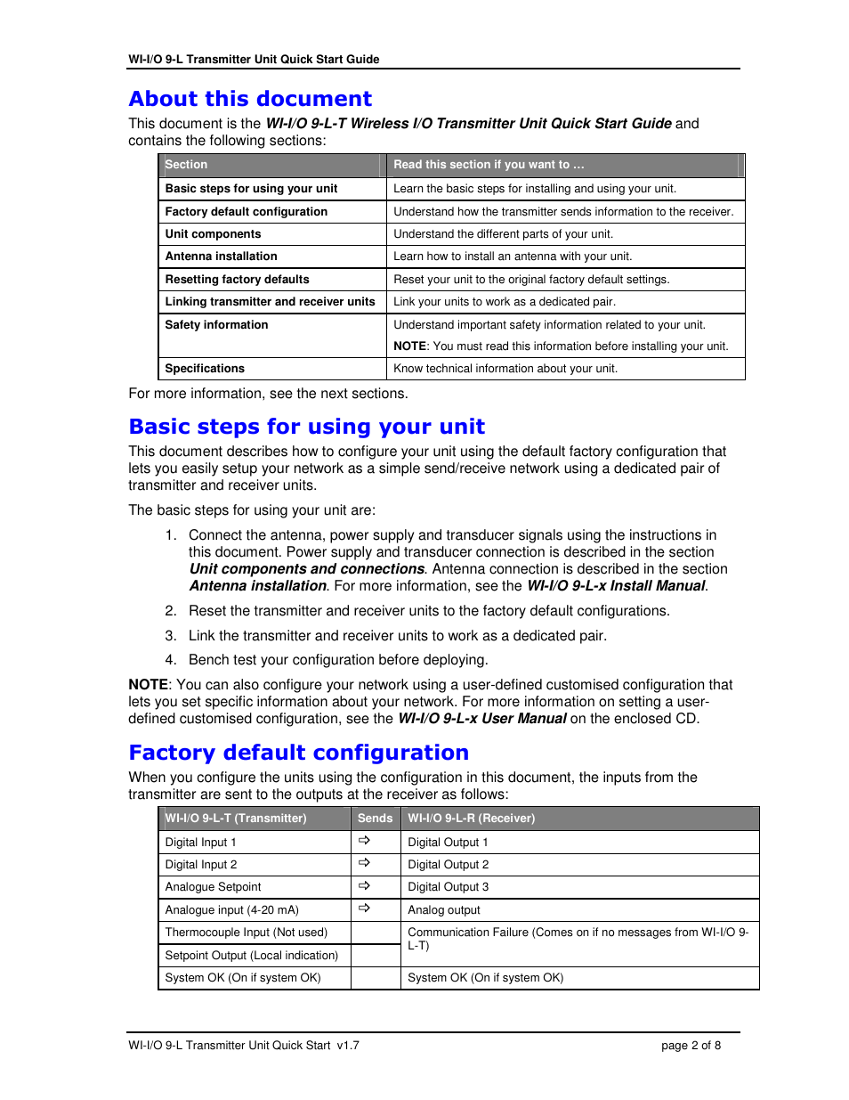 Weidmuller WI-I/O 9-L-T: Wireless I/O Transmitter Quick Start Guide v1.7 User Manual | Page 2 / 8