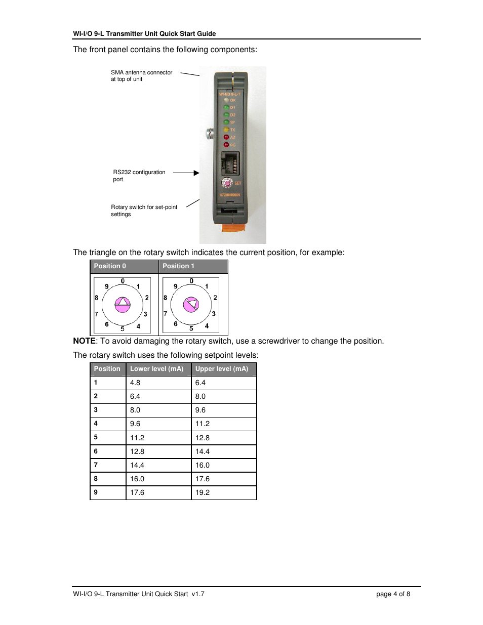 Weidmuller WI-I/O 9-L-T: Wireless I/O Transmitter Quick Start Guide v1.7 User Manual | Page 4 / 8