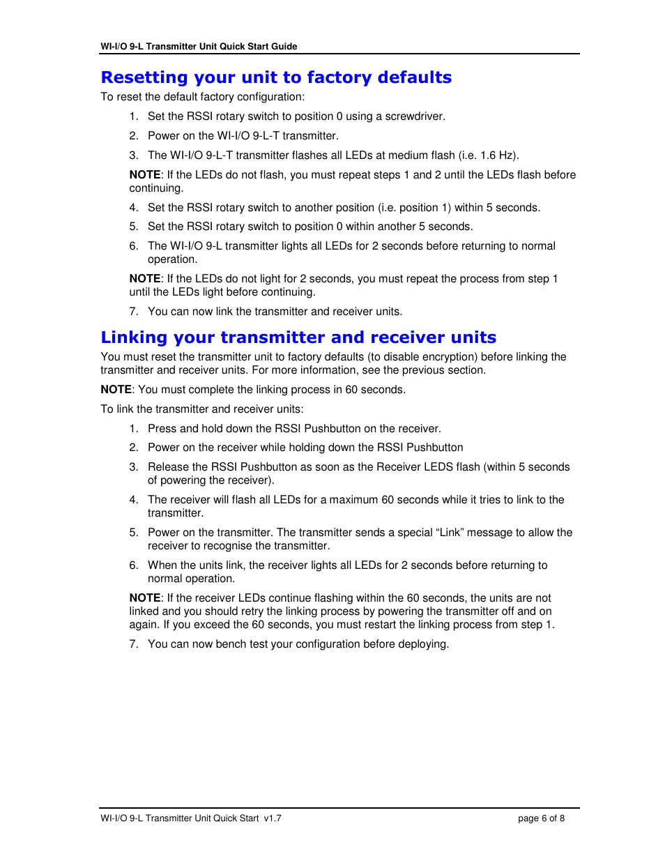 Weidmuller WI-I/O 9-L-T: Wireless I/O Transmitter Quick Start Guide v1.7 User Manual | Page 6 / 8