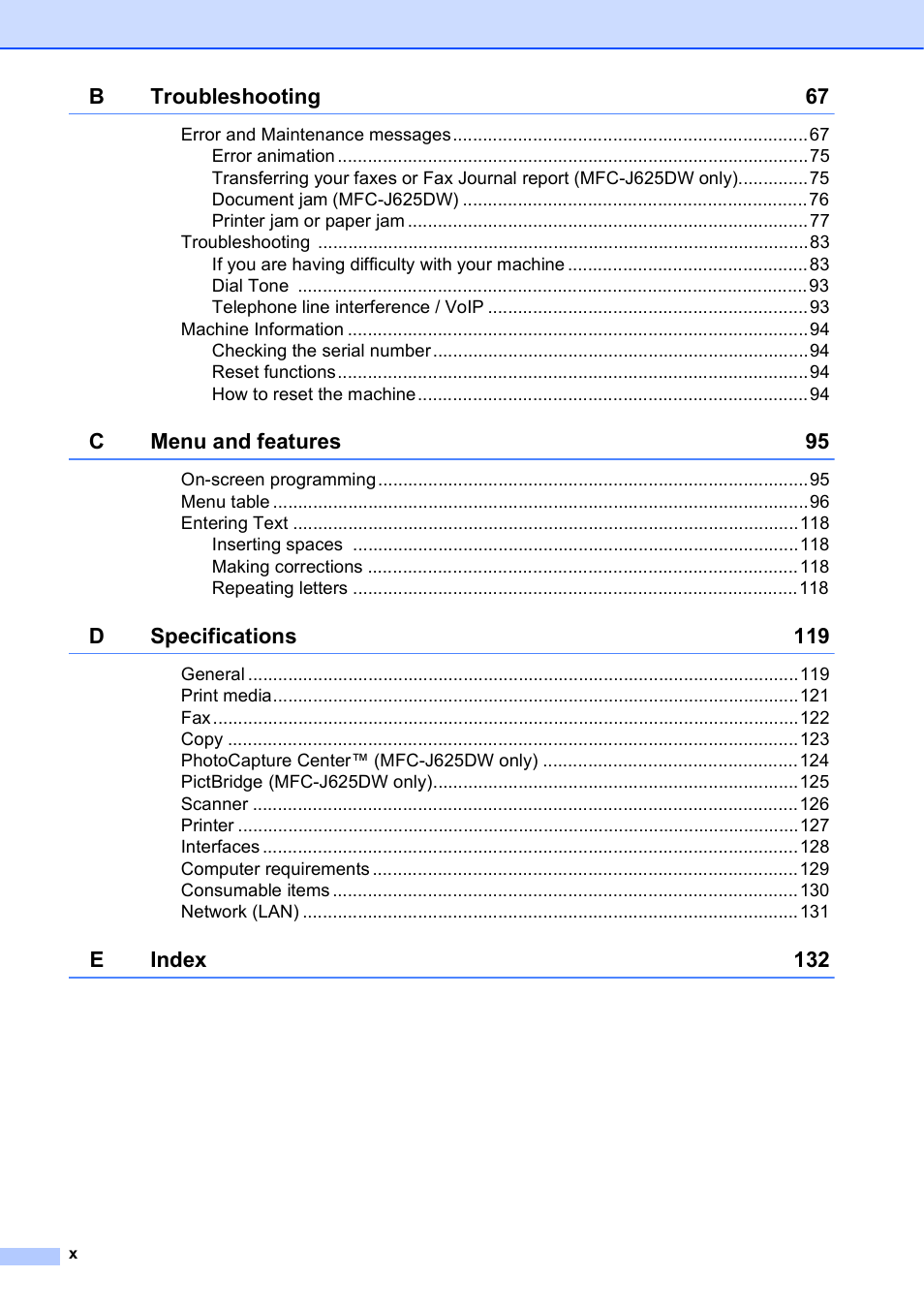 Brother Fax Machine/Multi-Function Center MFC-J280W User Manual | Page 12 / 150