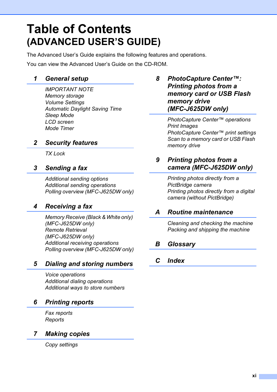 Brother Fax Machine/Multi-Function Center MFC-J280W User Manual | Page 13 / 150