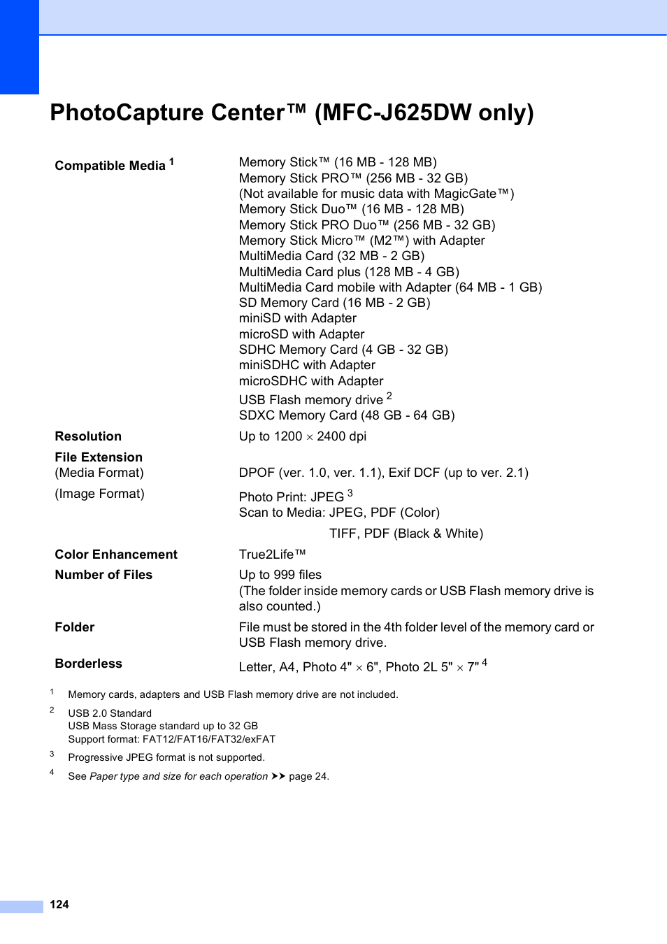 Photocapture center™ (mfc-j625dw only) | Brother Fax Machine/Multi-Function Center MFC-J280W User Manual | Page 138 / 150