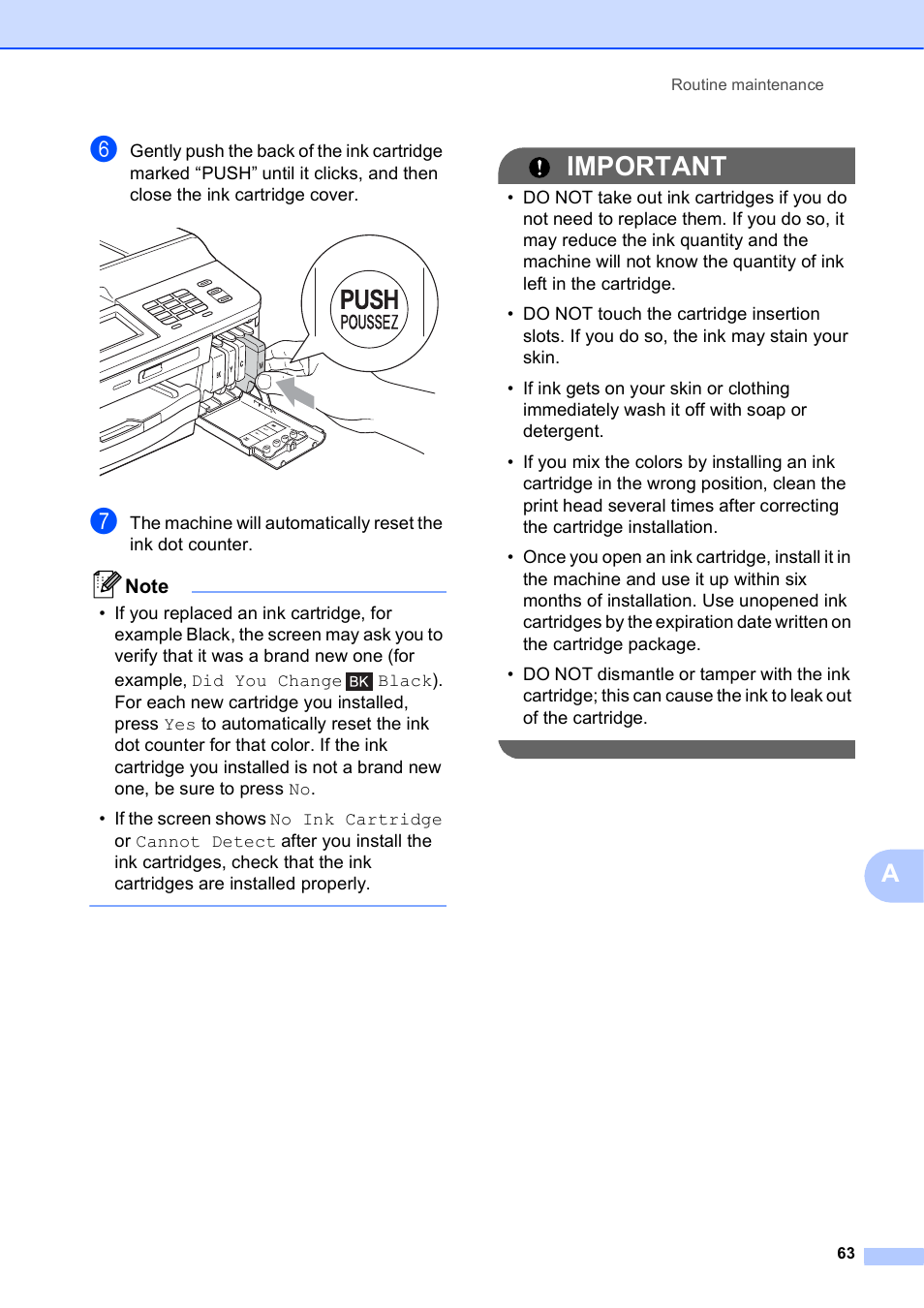 Important | Brother Fax Machine/Multi-Function Center MFC-J280W User Manual | Page 77 / 150