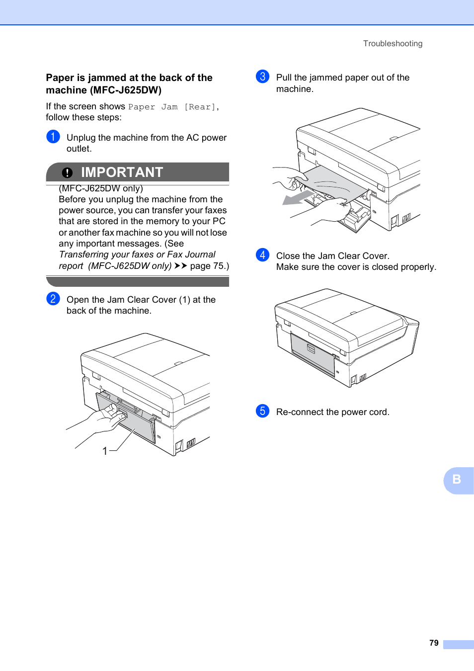 Important | Brother Fax Machine/Multi-Function Center MFC-J280W User Manual | Page 93 / 150