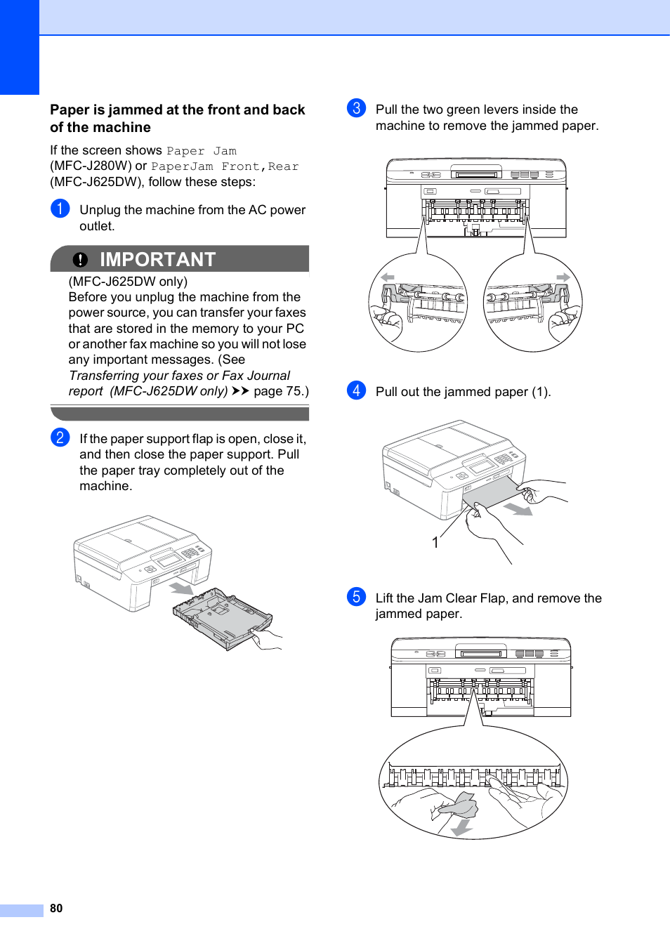 Important | Brother Fax Machine/Multi-Function Center MFC-J280W User Manual | Page 94 / 150