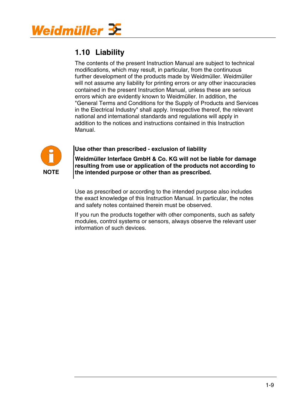 10 liability | Weidmuller GPRS Alarm Unit User Manual | Page 11 / 94