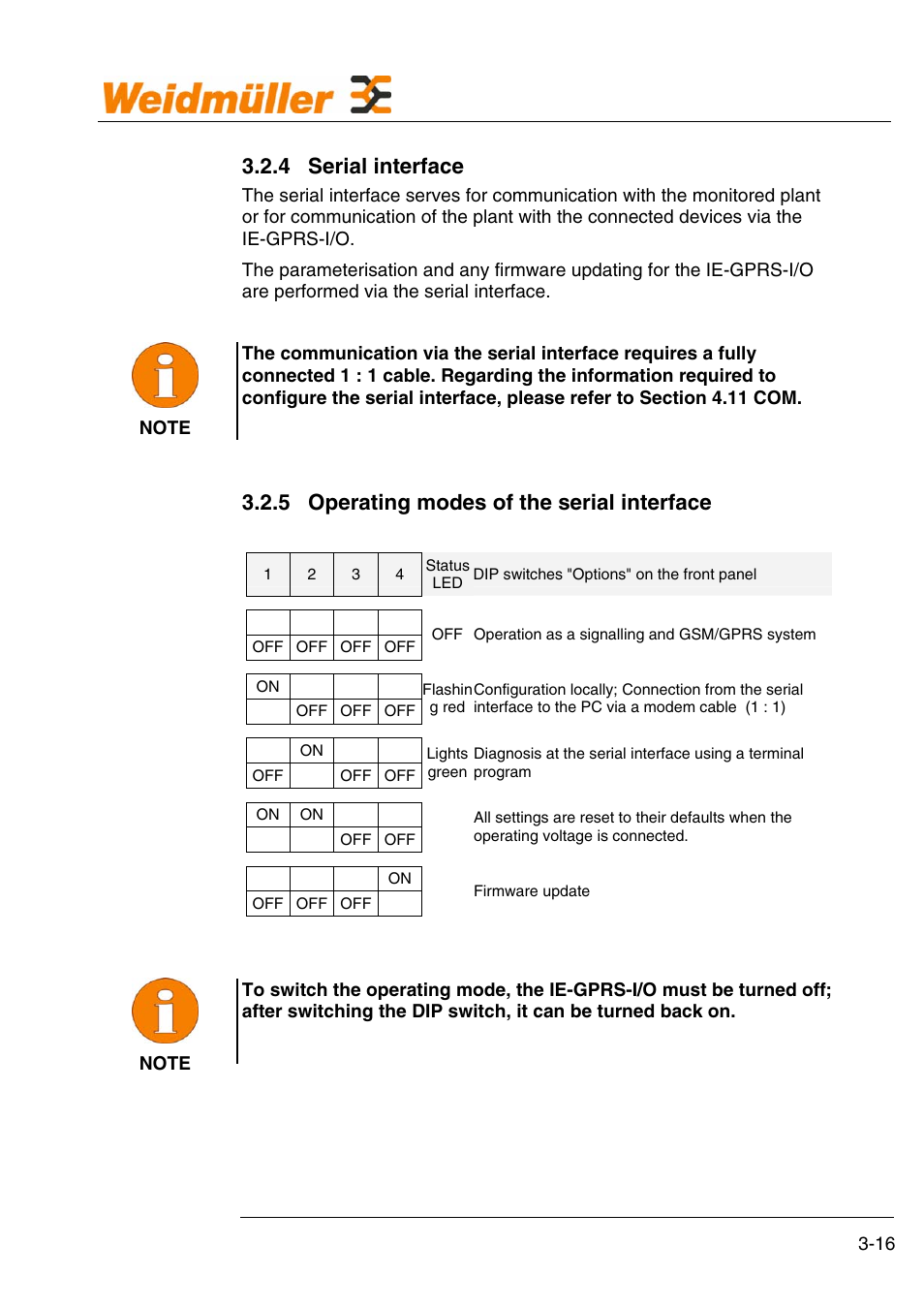 Description of functions, 4 serial interface, 5 operating modes of the serial interface | Weidmuller GPRS Alarm Unit User Manual | Page 18 / 94