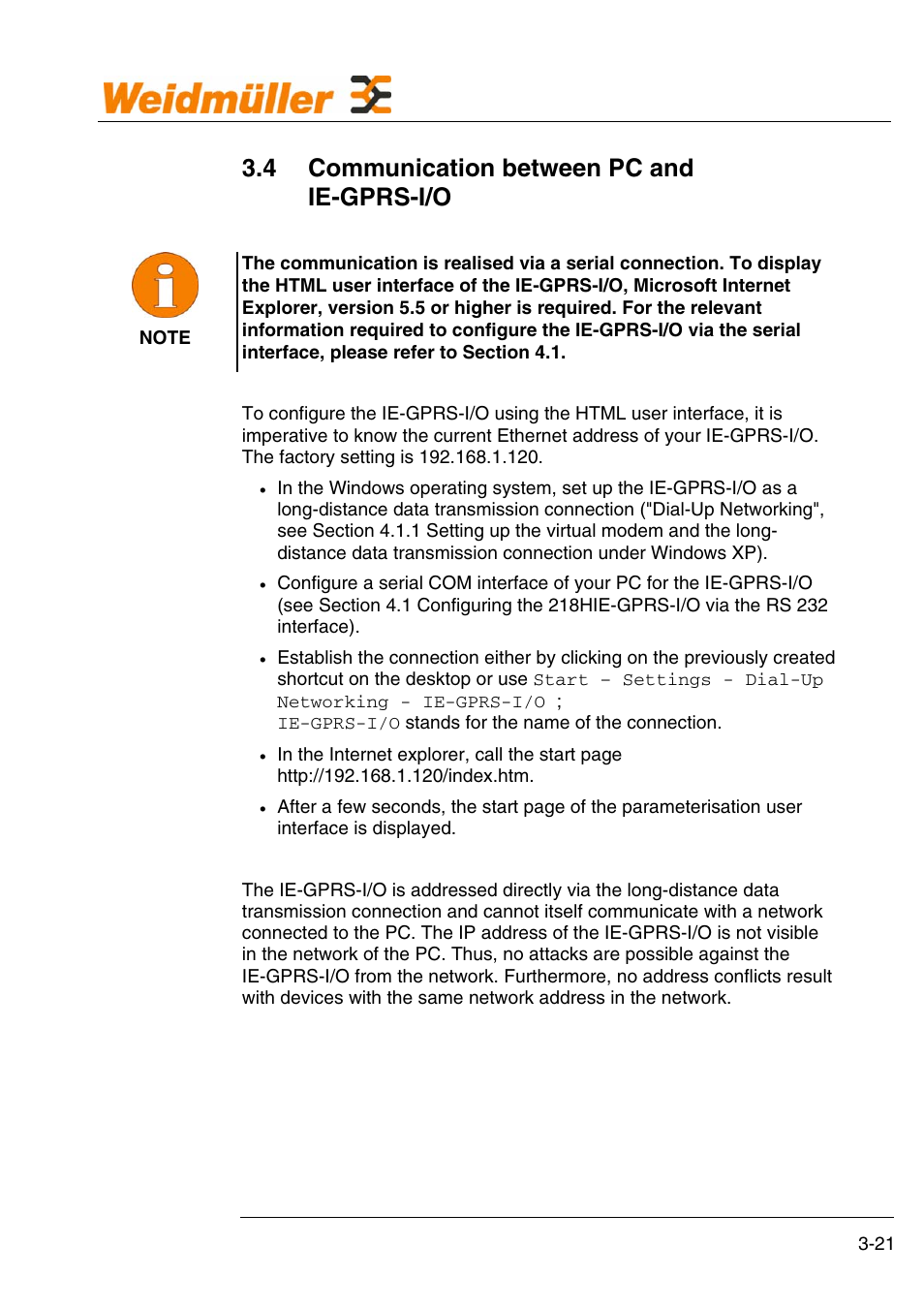 4 communication between pc and ie-gprs-i/o | Weidmuller GPRS Alarm Unit User Manual | Page 23 / 94