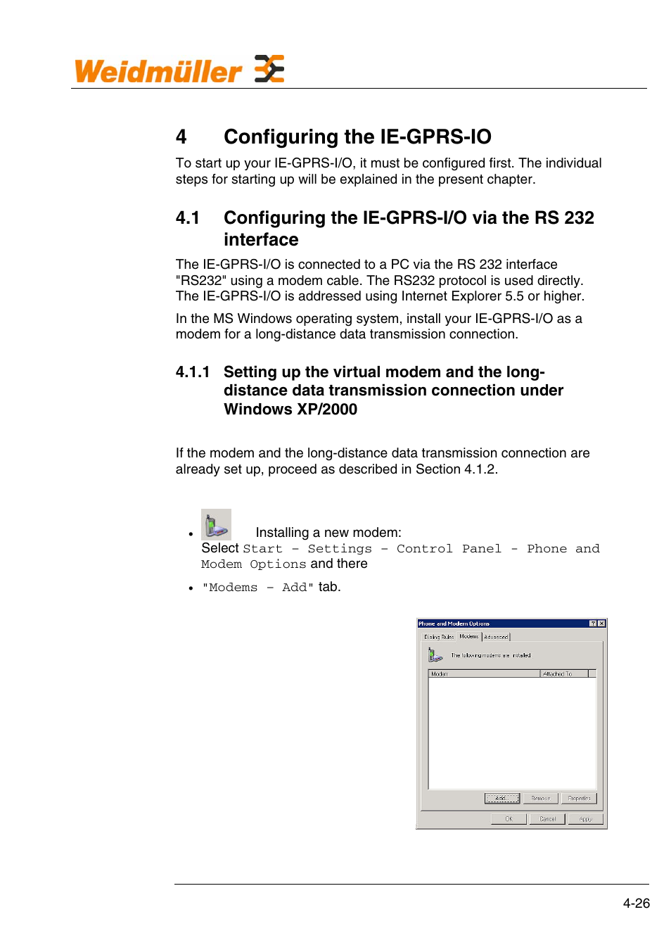 4 configuring the ie-gprs-io, 4configuring the ie-gprs-io, Configuration | Weidmuller GPRS Alarm Unit User Manual | Page 28 / 94