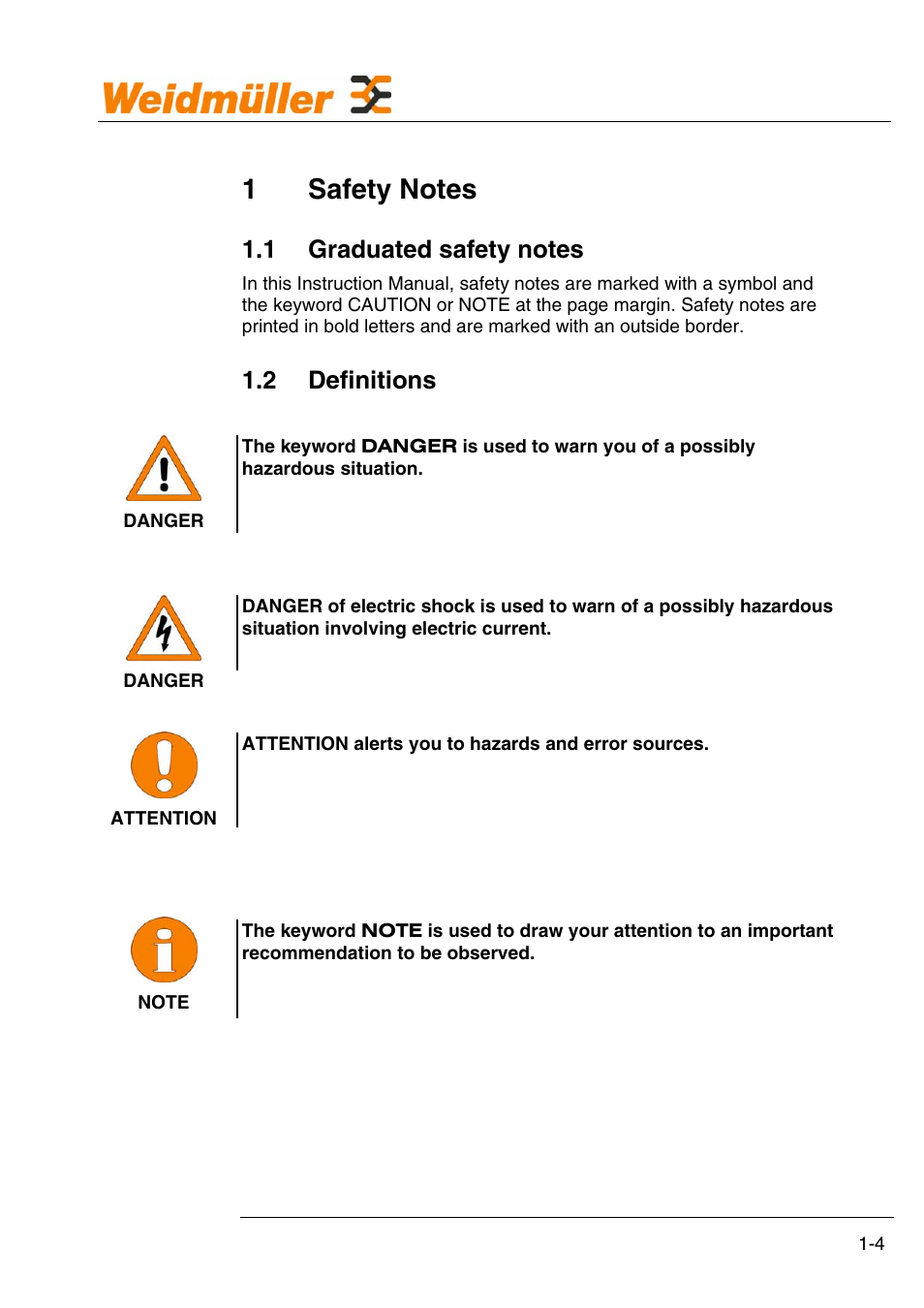 1 safety notes, 2 definitions | Weidmuller GPRS Alarm Unit User Manual | Page 6 / 94
