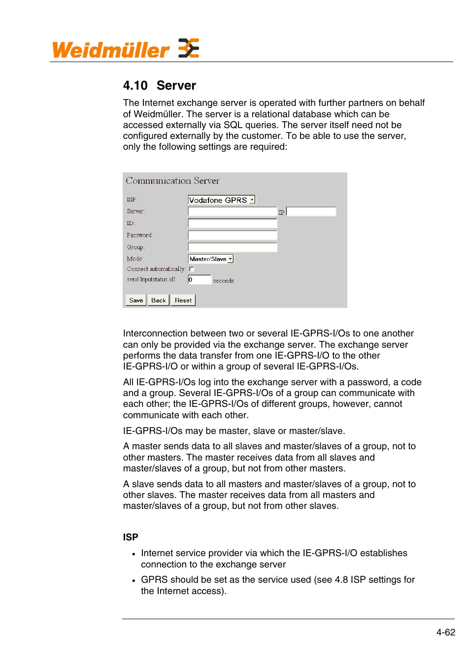 Configuration, 10 server | Weidmuller GPRS Alarm Unit User Manual | Page 64 / 94