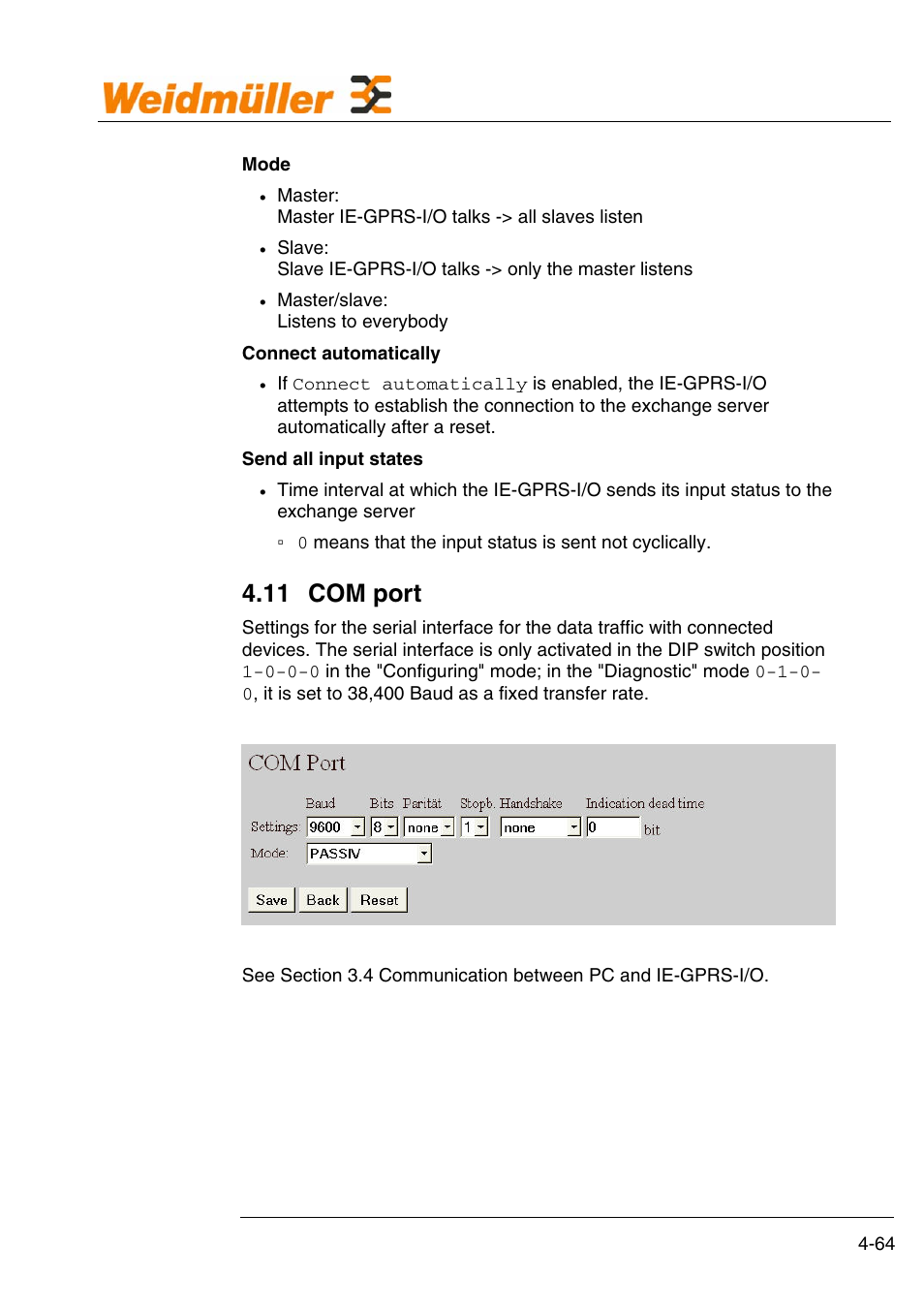 Configuration, 11 com port | Weidmuller GPRS Alarm Unit User Manual | Page 66 / 94