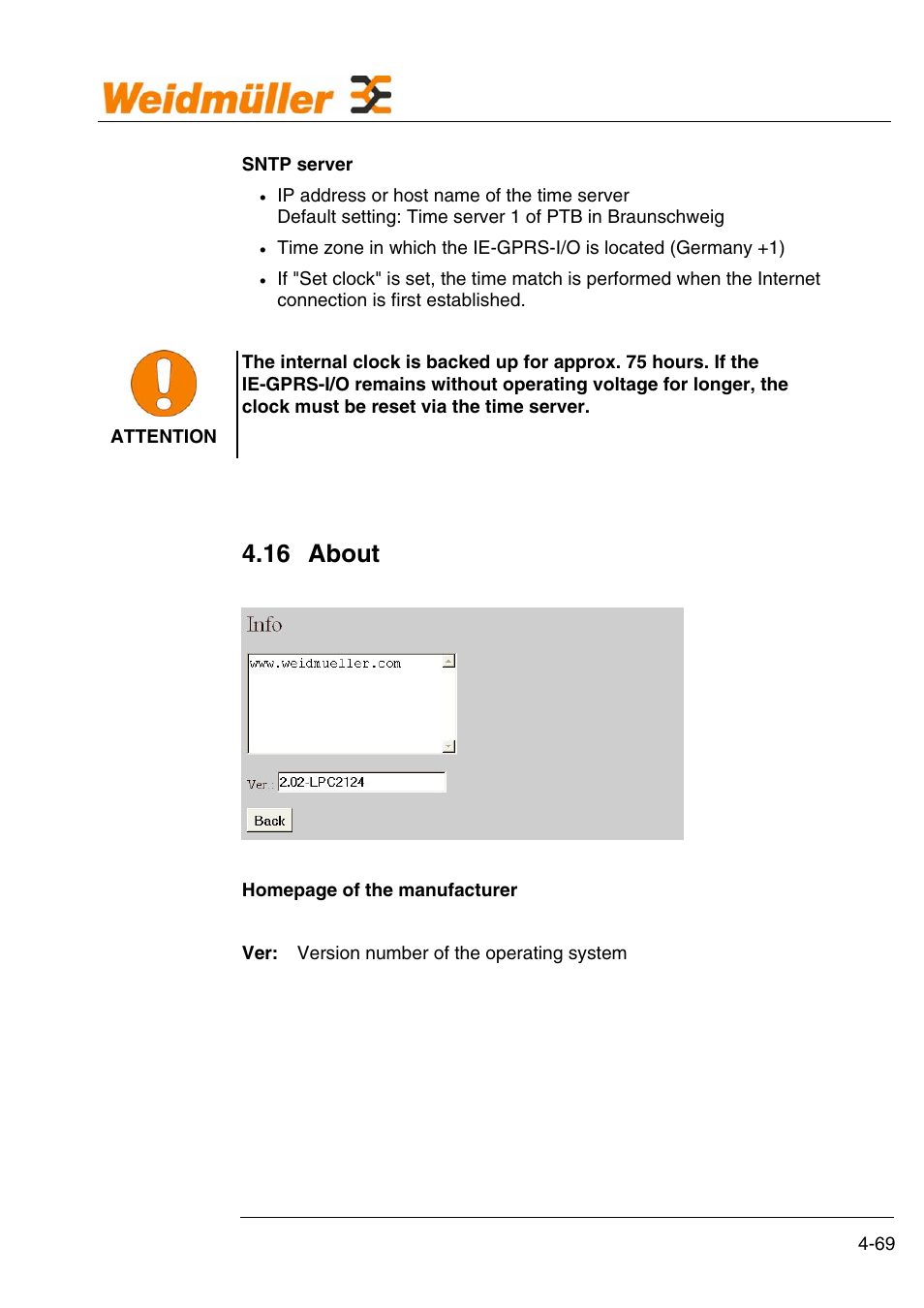 Configuration, 16 about | Weidmuller GPRS Alarm Unit User Manual | Page 71 / 94