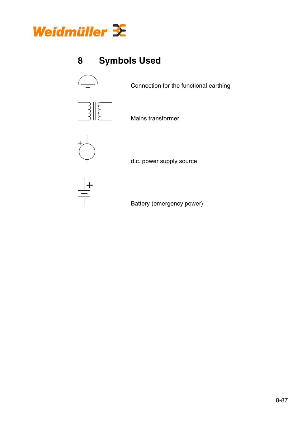 8 symbols used, 8symbols used | Weidmuller GPRS Alarm Unit User Manual | Page 89 / 94